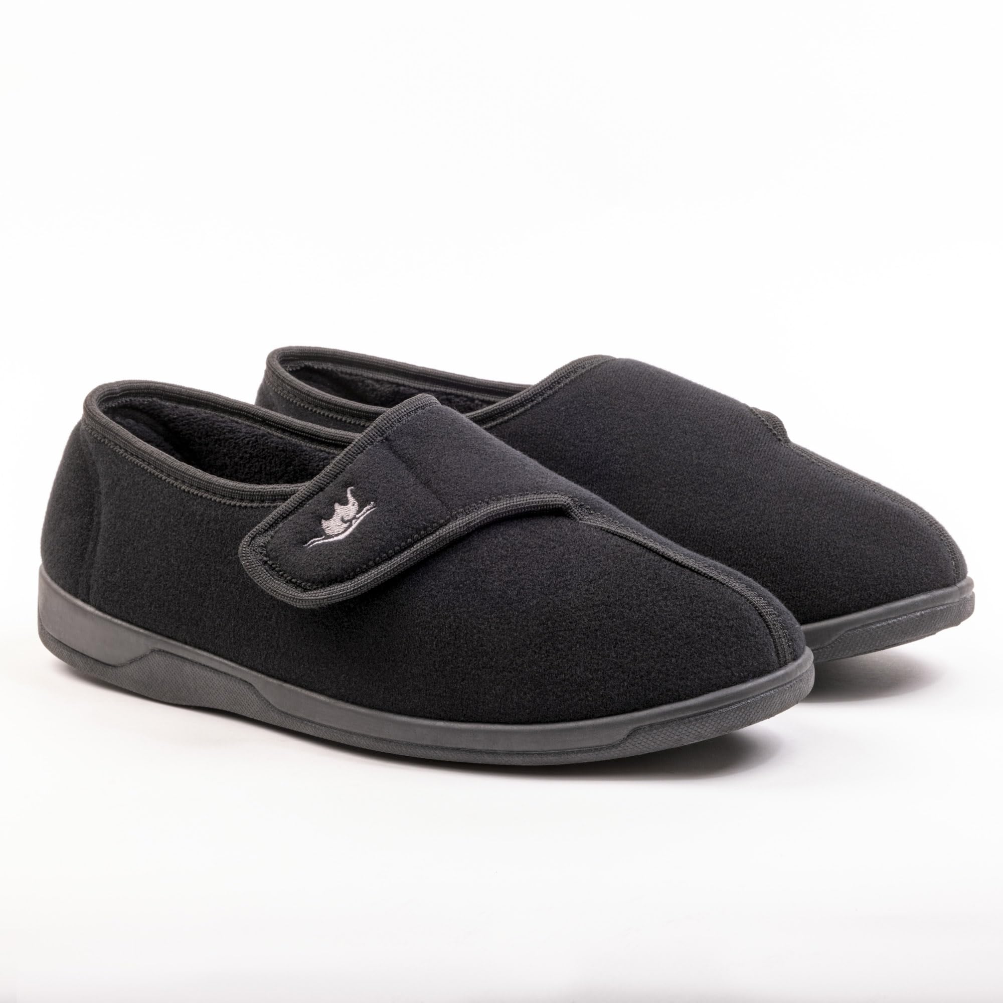 Men's Wide & Extra-Wide Memory Foam Slippers with Adjustable Closure - 80-Density Plush Fleece Lining for Arthritis & Edema Relief - Breathable Machine Washable House Shoes with Anti-Slip Sole - Perfect for Indoor/Outdoor Use, Home Relaxation & Cold Weather Comfort
