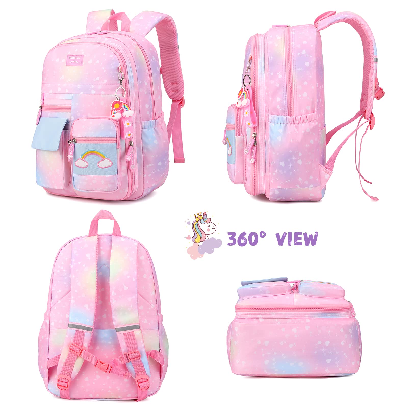 **Cute Galaxy Pink Backpack Set for Girls - 18 Inch School Bag with Lunch Box & Pencil Case - Perfect for Elementary, Middle & High School Students - Ideal for Daily School Use, Travel & Outdoor Activities**