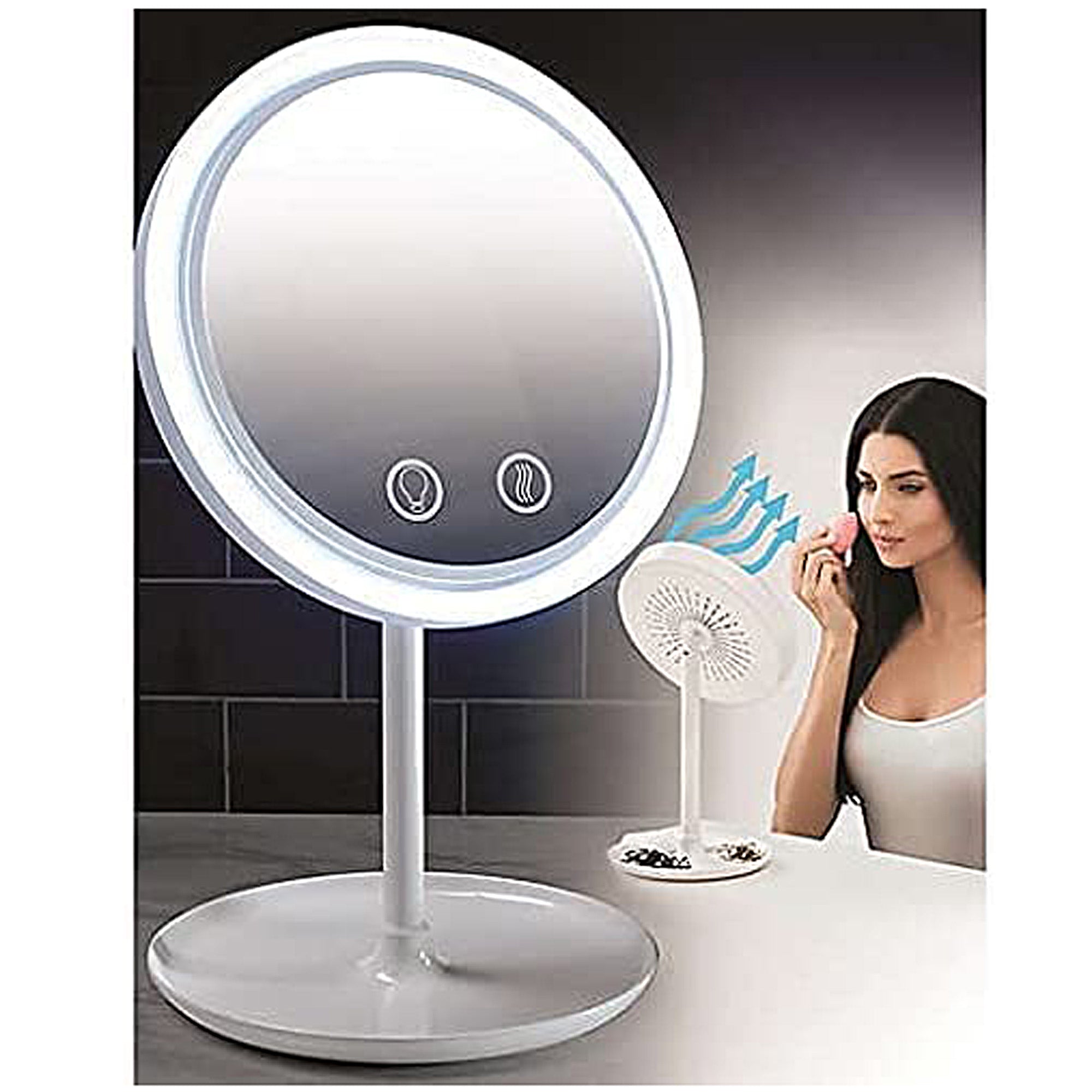 Cool Aire Mirror - Anti-Fog Bathroom Mirror with LED Light for Makeup & Shaving, Perfect for Steam-Free Grooming in Humid Bathrooms