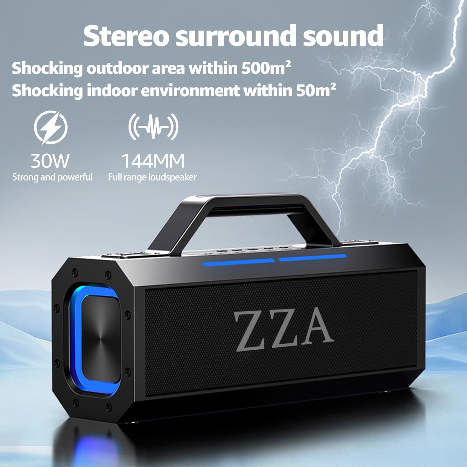 60W Portable Bluetooth Speaker with Deep Bass & Subwoofer - 18000mAh Power Bank, IPX6 Waterproof, 3 Lighting Modes, 100dB Loud Wireless Outdoor Speaker for Camping, Beach, Party, Garage & Home Use