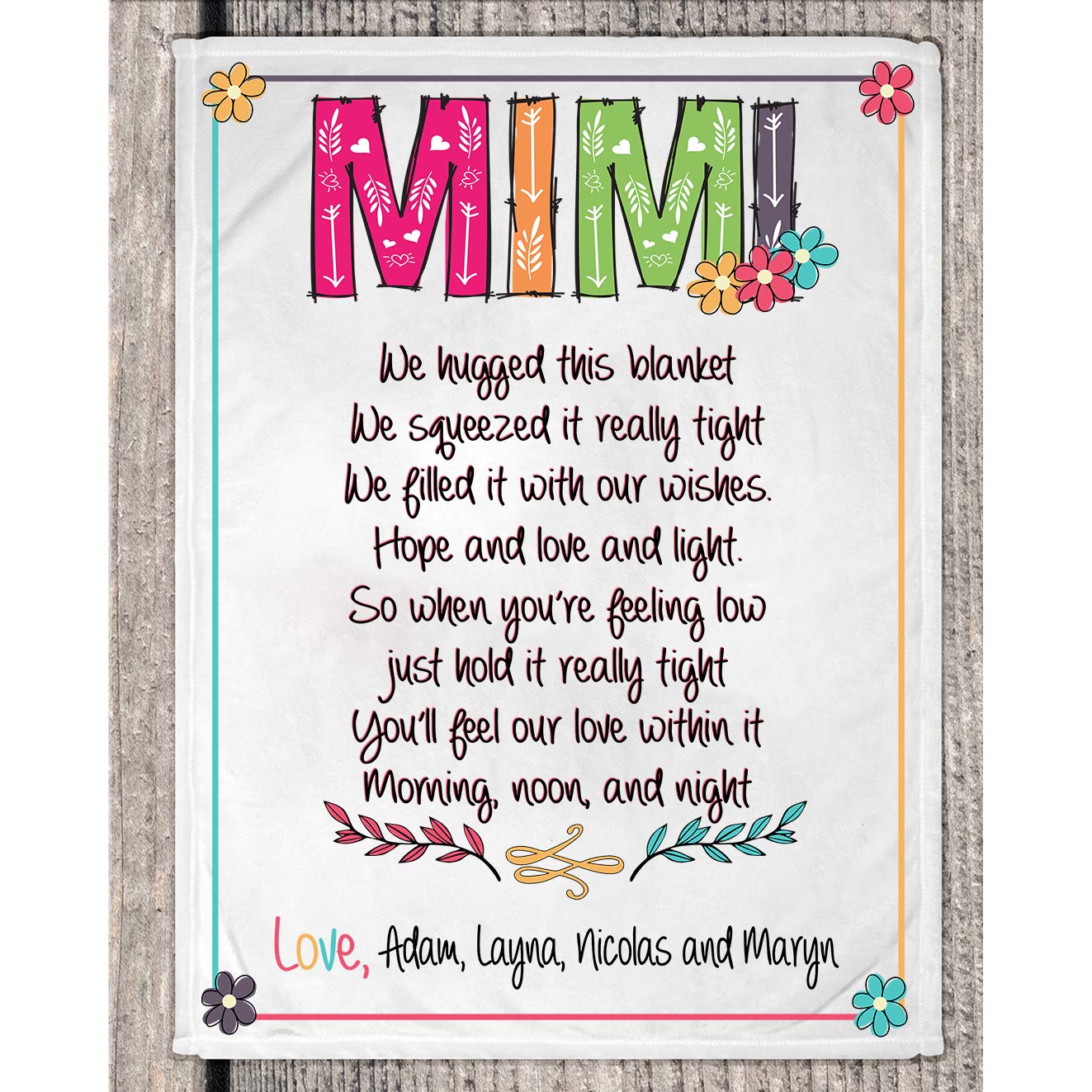 Cherrytees Personalized Blanket - Custom Grandma Blanket Gift with 'We Hugged This Blanket' Embroidery | Soft Throw for Nana, Mimi & Grandmothers | Perfect for Birthdays, Anniversaries & Family Gifts
