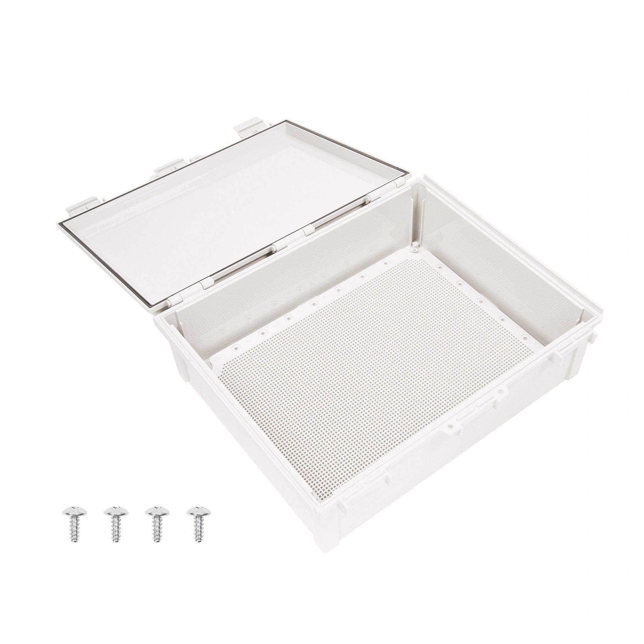 Boxco Q Series 15.75 x 17.71 x 6.30 Inches (400 x 450 x 160mm) Waterproof Plastic Enclosure - IP67 Rated, IK08 Impact Resistant, ABS Material with Grey Hinged Cover & Mounting Plate - Ideal for Outdoor Electronics, Industrial Equipment & Electrical Component Protection