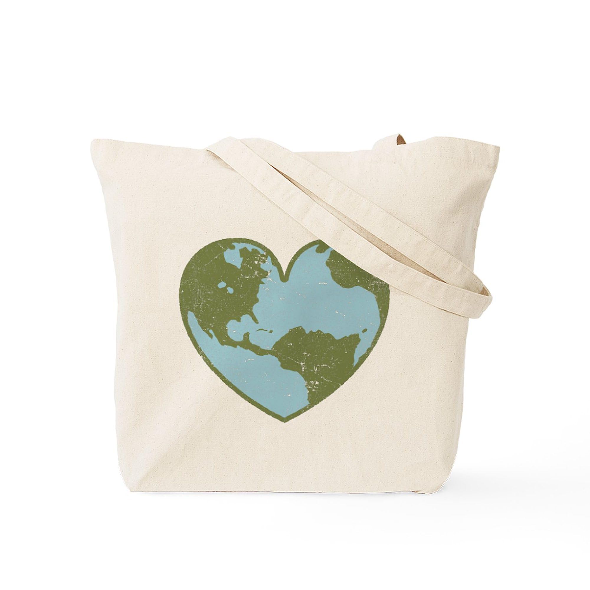 Eco-Friendly Earth Love Tote Bag - Natural Canvas Reusable Shopping Bag for Groceries, Beach & Daily Use | Sustainable Cotton Carryall