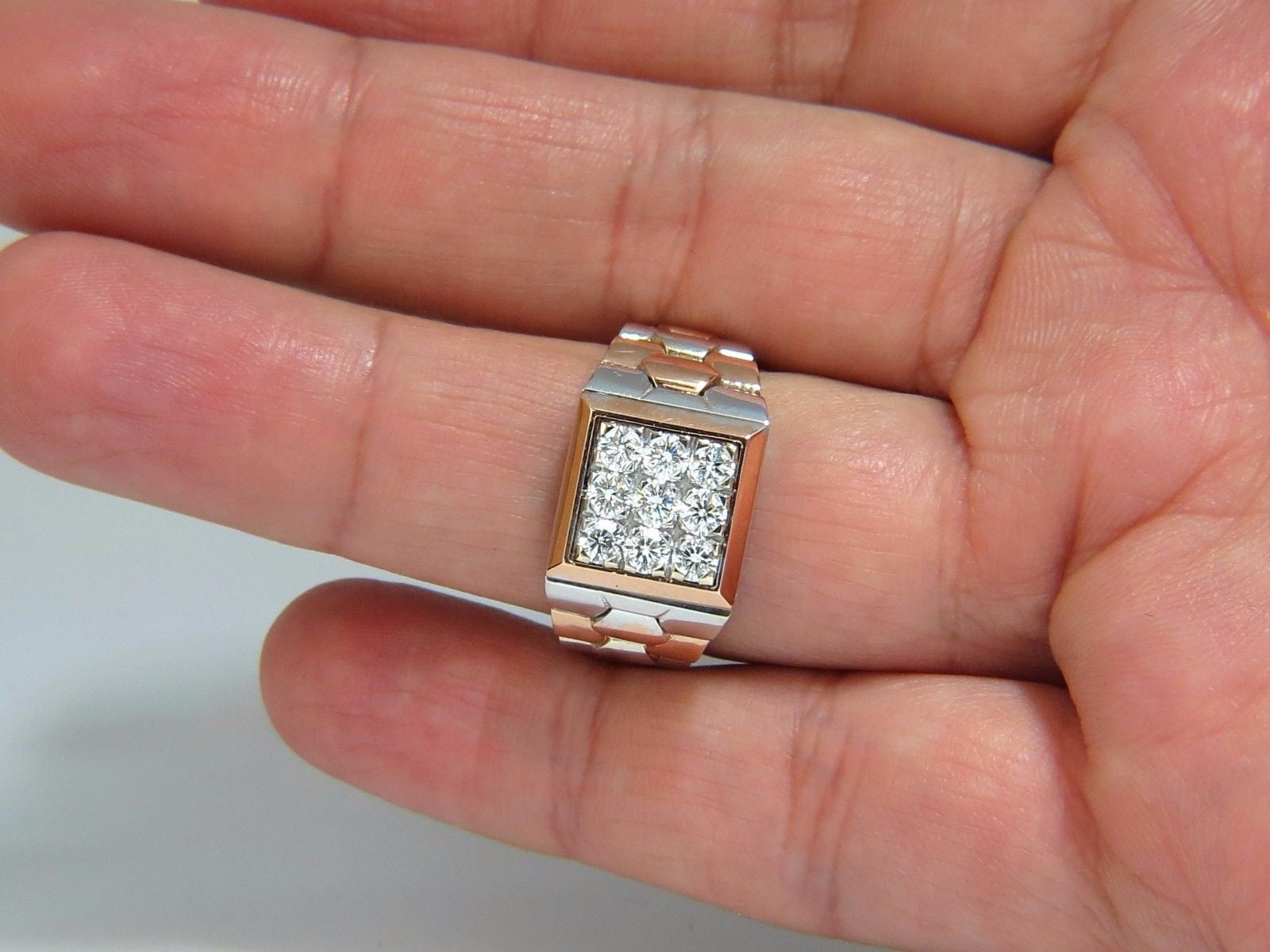 1.02ct Natural Diamond Men's Ring with Flexible Watch Band - 18K Gold, G/VS Clarity, 15 Grams - Perfect for Weddings, Anniversaries & Special Occasions
