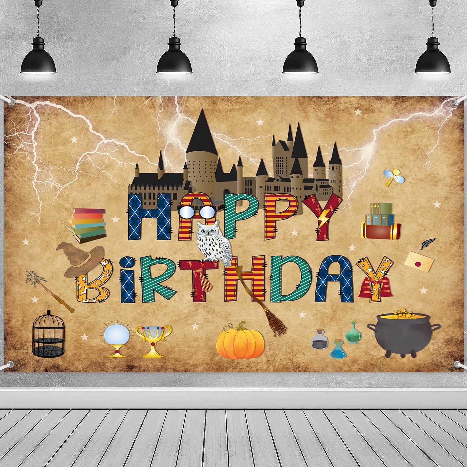 LDWLYW Wizard Birthday Party Decorations Backdrop - 5x3ft Magic Theme Banner for Happy Birthday & Halloween Parties, Wizard School Photography Background - Perfect for Boys & Girls Birthday Celebrations, Witch-Themed Events and Magical Photo Shoots