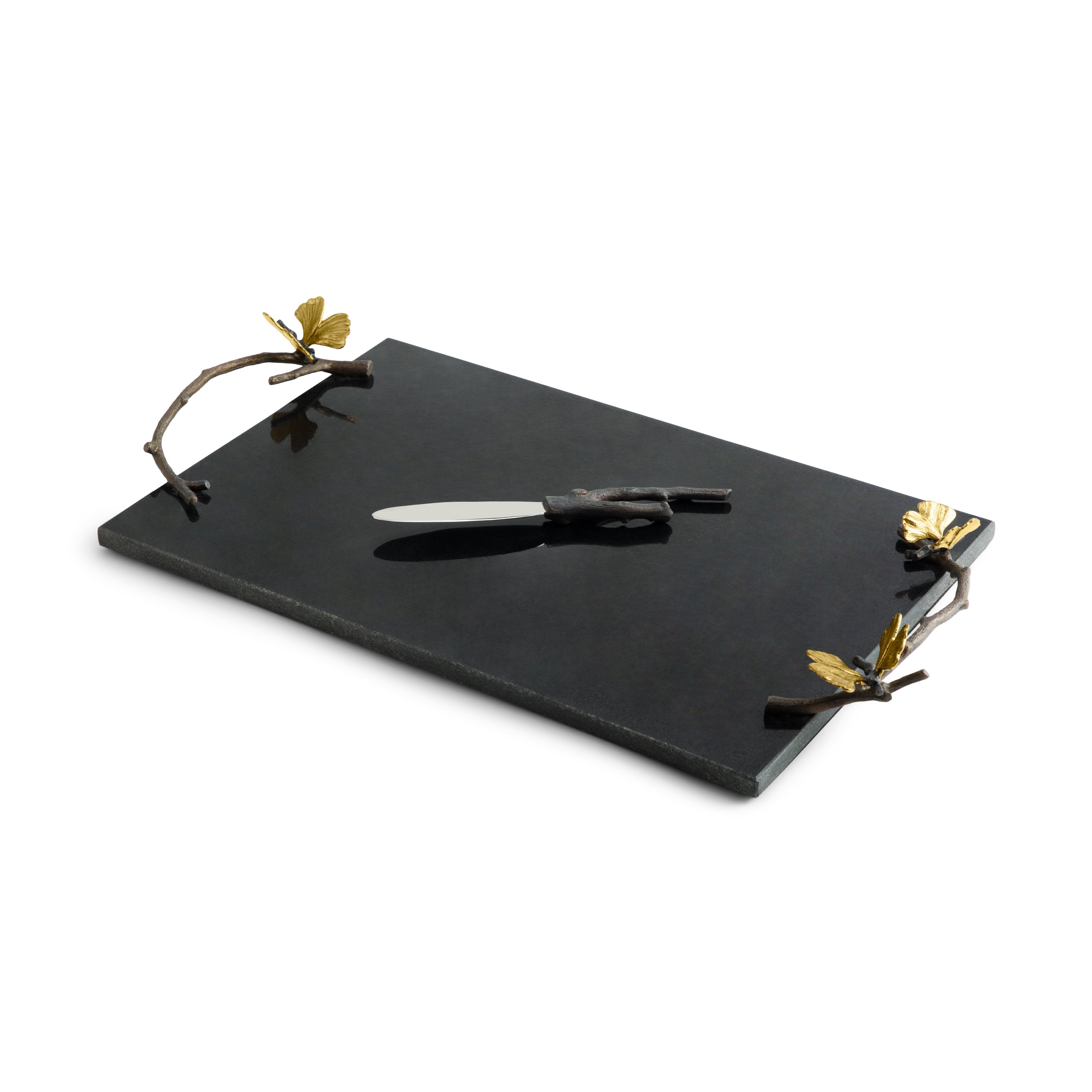 Butterfly Ginkgo Cheese Board with Knife Set - Elegant Wooden Charcuterie Serving Tray for Wine Parties, Picnics & Home Entertaining