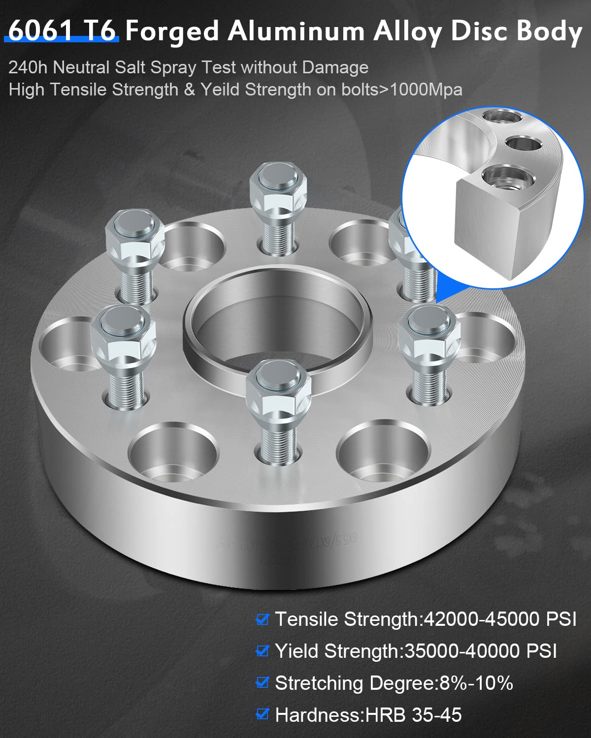 ECCPP 6x120 Wheel Spacers 1.25 Inch (66.9mm) 14x1.5 Studs - Compatible with 2015-2022 Chevrolet Colorado, 2018-2022 Chevrolet Traverse, 2017-2022 GMC Acadia, 2015-2022 GMC Canyon - 4PCS - Enhance Vehicle Stance & Off-Road Performance