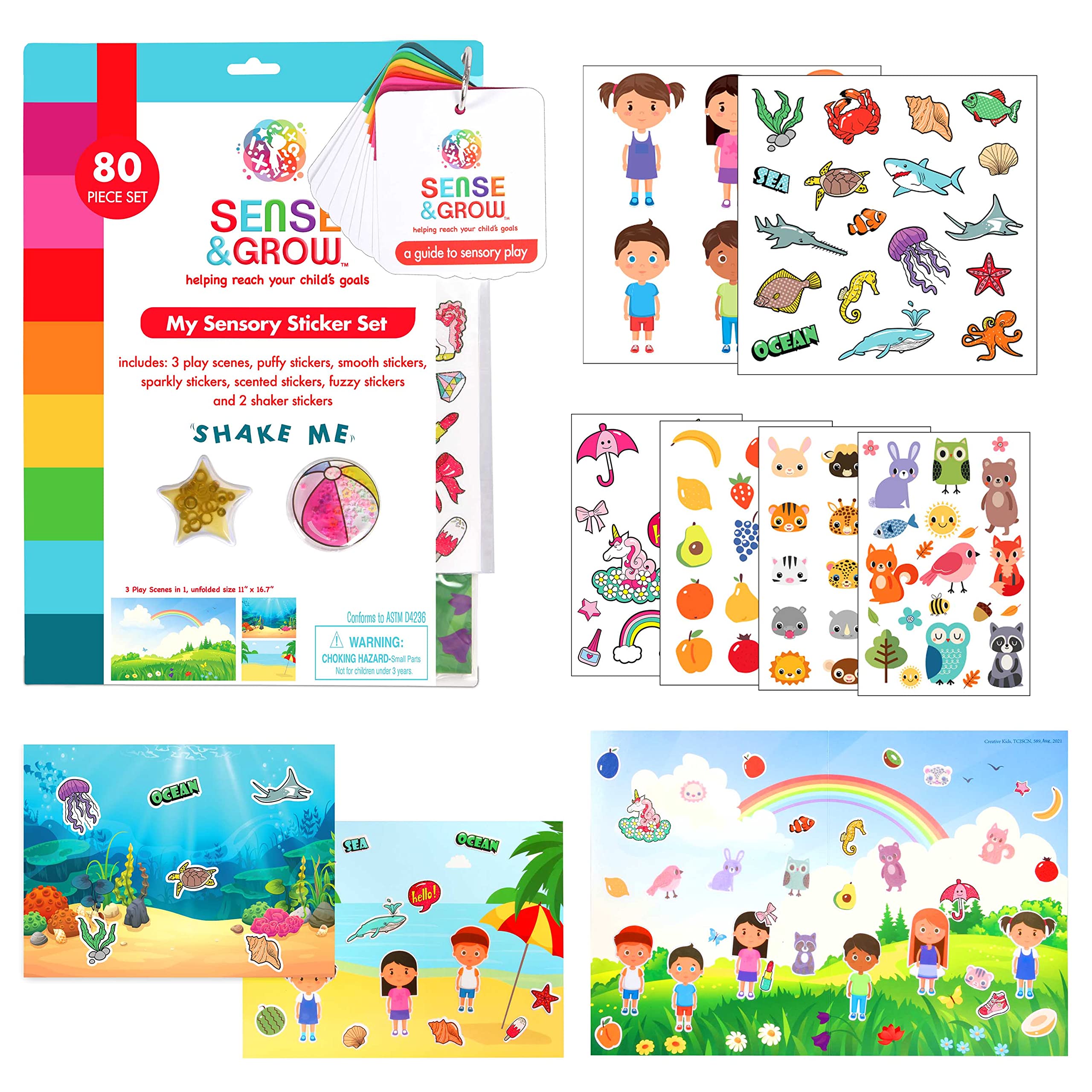 100 Sensory Craft Stickers for Kids - Sense & Grow Educational Stickers for Toddlers & Children - Perfect for Sensory Play, Classroom Activities & DIY Art Projects
