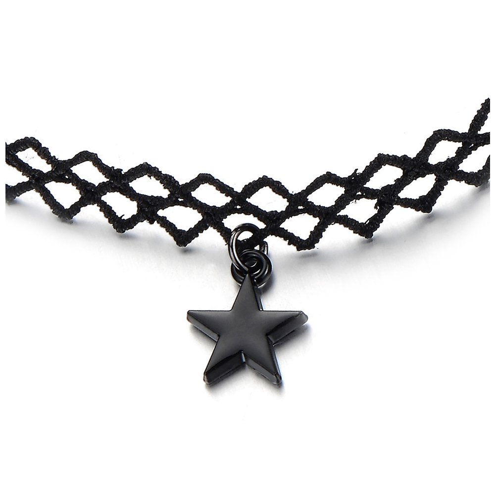 CoolSteel Black Star Choker Necklace for Women - Gothic Jewelry Gift