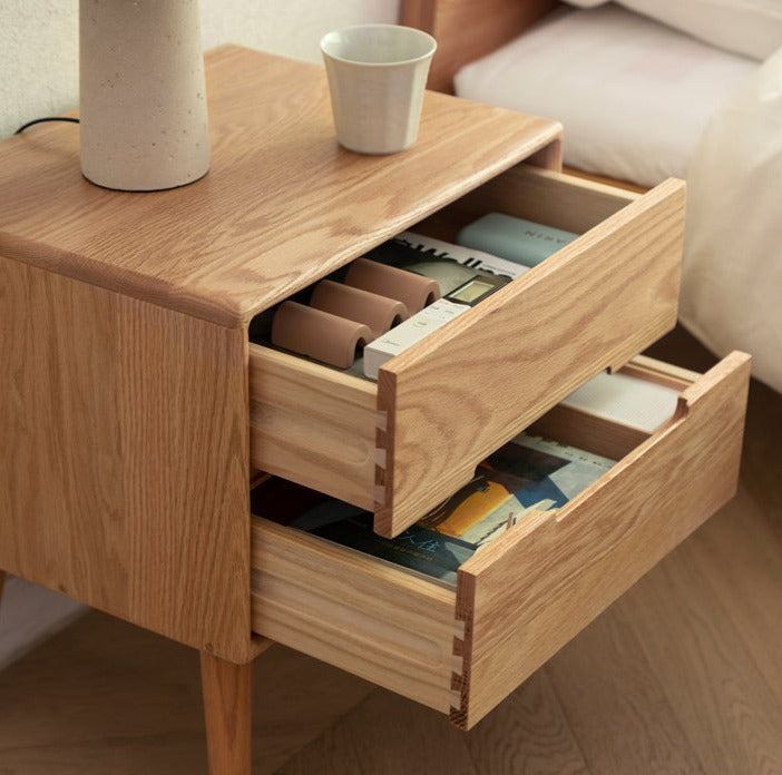 Solid Oak Wood Nightstand - Sturdy Bedside Table for Bedroom, Living Room, or Office - Perfect for Storage and Decor