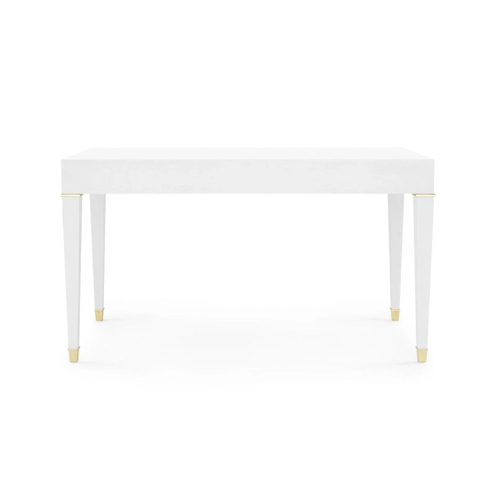 Claudette Cream Lacquered Linen Desk with Brass Accents - Perfect for Home Office, Study Room & Modern Workspace Decor