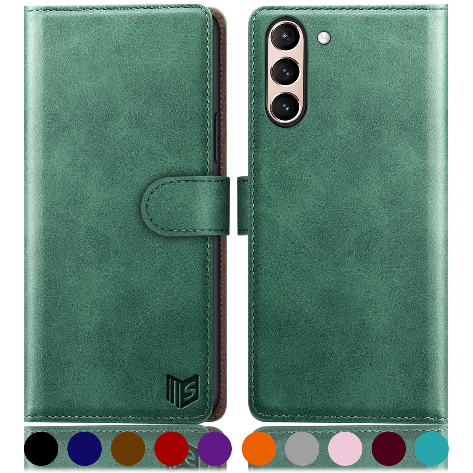 Samsung Galaxy S21 FE Wallet Case with RFID Blocking - PU Leather Flip Cover with Card Holder for Men & Women (Sea Green) - Perfect for Daily Use & Travel