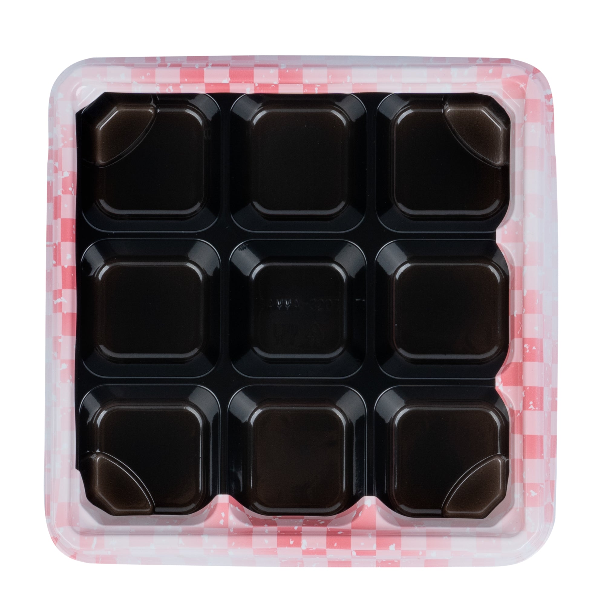 Bento Tek 17 oz Square Pink and Black Plastic Bento Box with 9 Compartments - 8.5