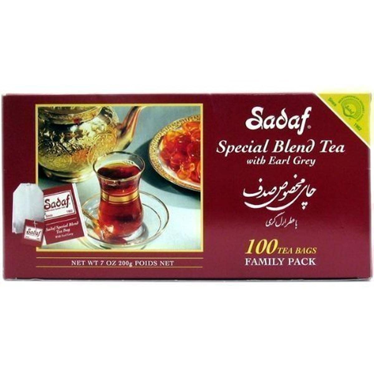 Premium Sadaf Earl Grey Tea Bags - 100 Count Ceylon Black Tea with Bergamot Flavor | Special Blend from Sri Lanka | Perfect for Afternoon Tea, Office Break or Relaxing at Home
