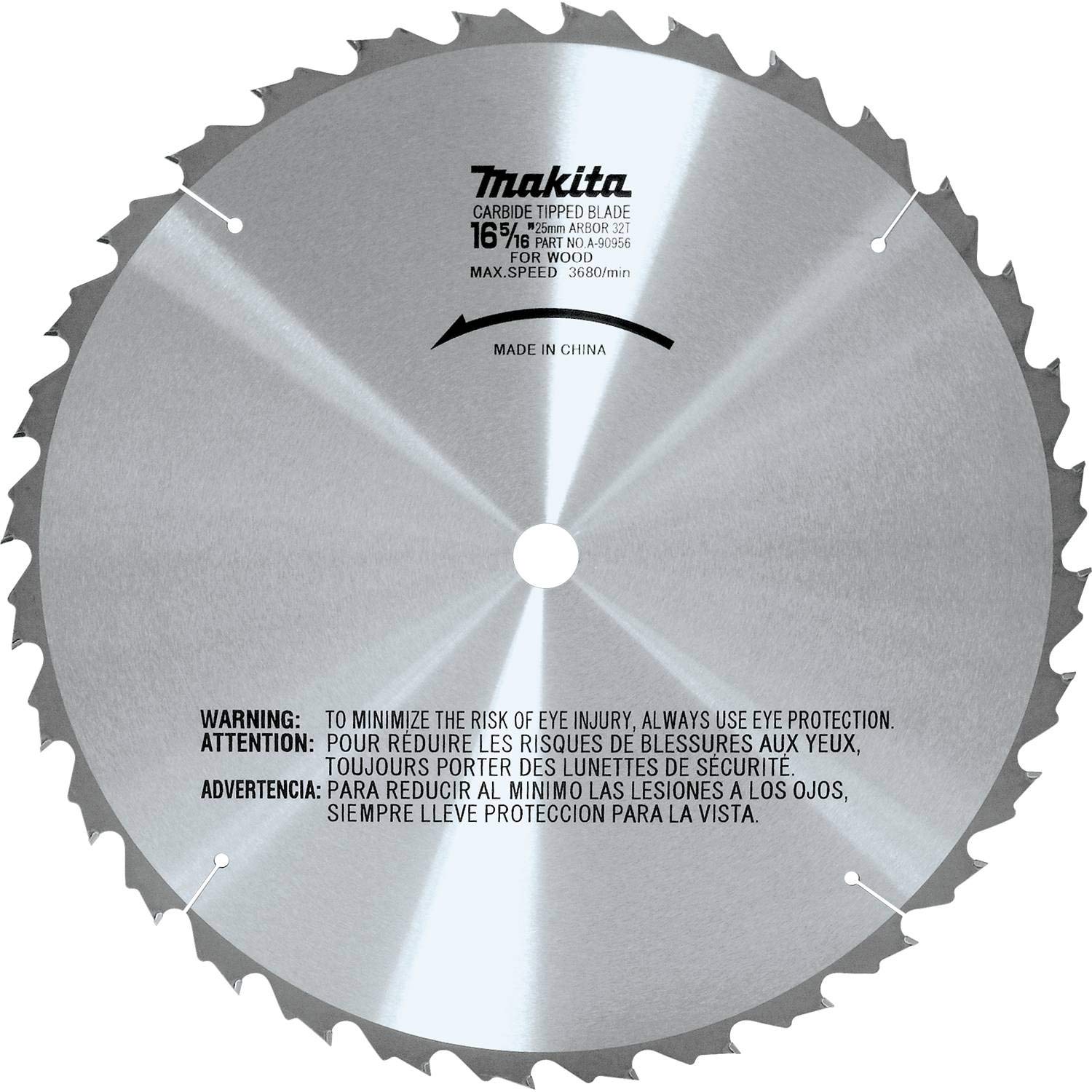 Makita A-90956 16-5/16-Inch 32 Tooth Carbide Saw Blade with 1-Inch Arbor - Premium Silver Cutting Blade for Woodworking & DIY Projects