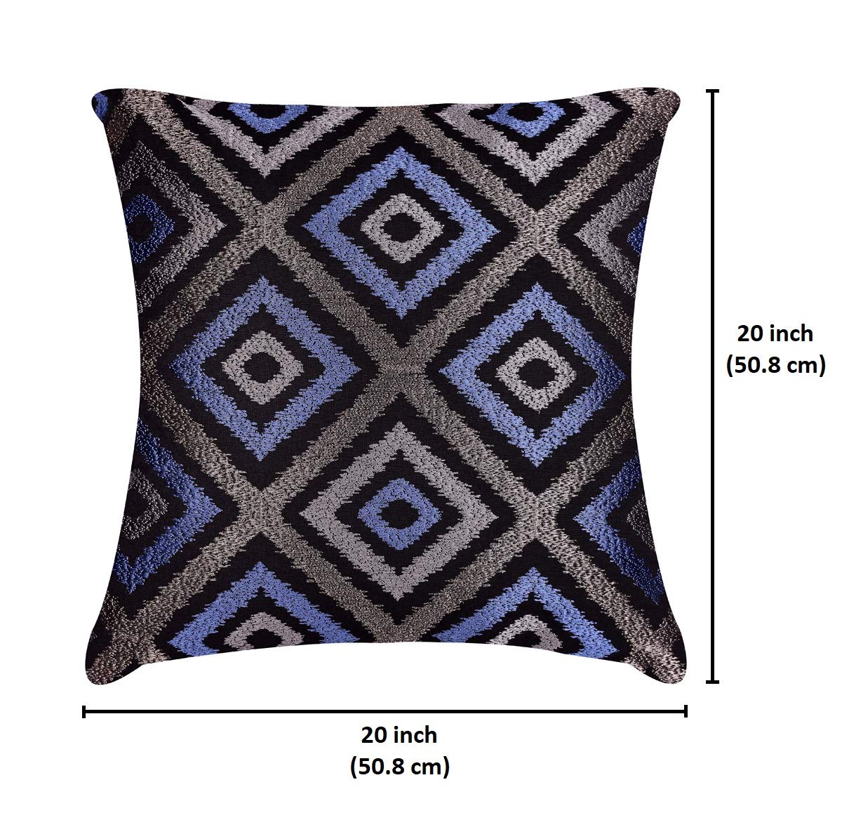 Decozen Embroidered Zipper Pillow Covers 20x20 Inches - Blue Gray Decorative Throw Pillow Cases for Sofa, Couch, Bed & Home Decor - Perfect for Living Room, Bedroom & Office Styling (1 Piece)
