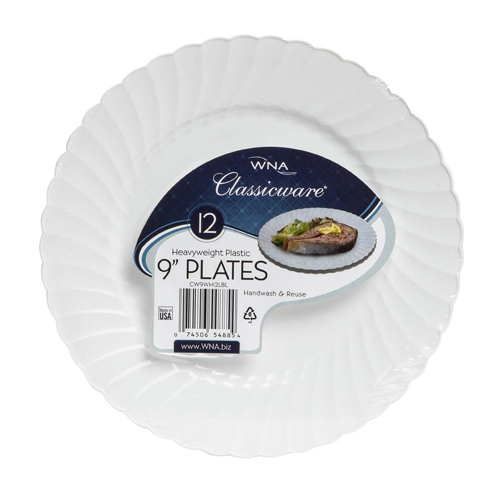 9-Inch White Plastic Plates - 180 Count, Shrink Wrapped Dinnerware for Parties, Picnics & Catering Events - Durable Disposable Plates for Home, Office & Outdoor Use
