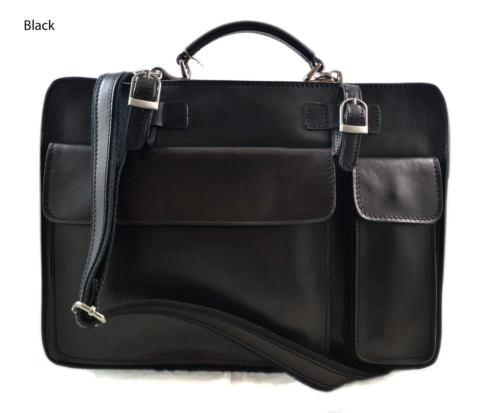 Premium Genuine Leather Shoulder Bag for Women & Men - Business Briefcase, Messenger Bag, Office Document Folder - Ideal for Work, Travel & Daily Commute - Black