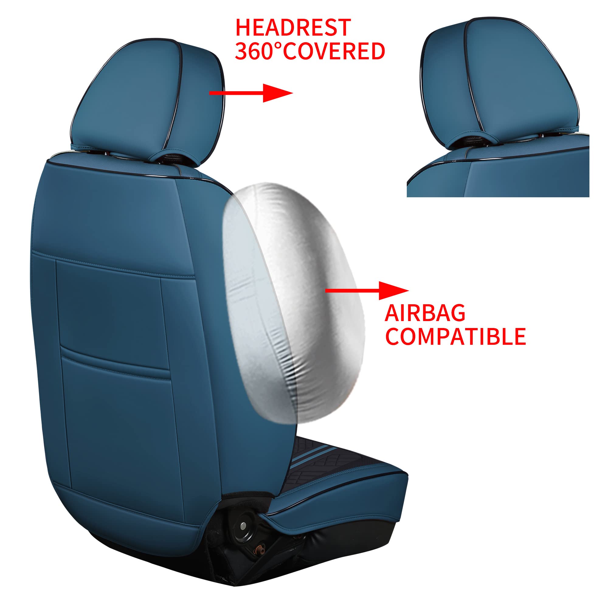 Premium GXT Deluxe Faux Leather Car Seat Cover - Universal Fit for Sedans, SUVs & Trucks - Anti-Slip Full Coverage Design with Headrests (Peacock Blue/Black) | Interior Accessories for Comfort & Style | Perfect for Daily Commute, Road Trips & Vehicle Protection
