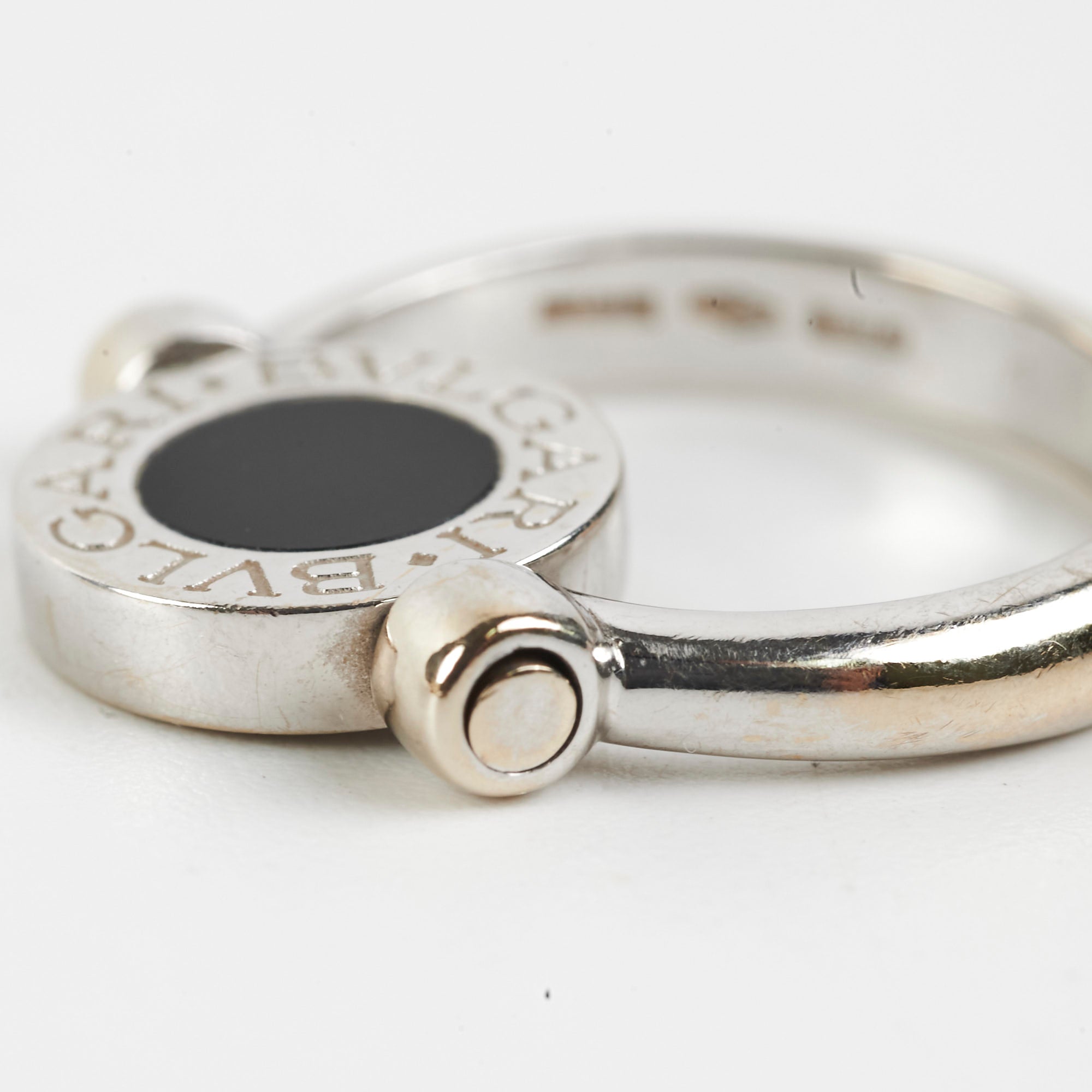 Bvlgari 18k White Gold Diamond & Onyx Ring - Size 50 (US 5) - Luxury Jewelry for Women, Perfect for Weddings, Anniversaries & Special Occasions