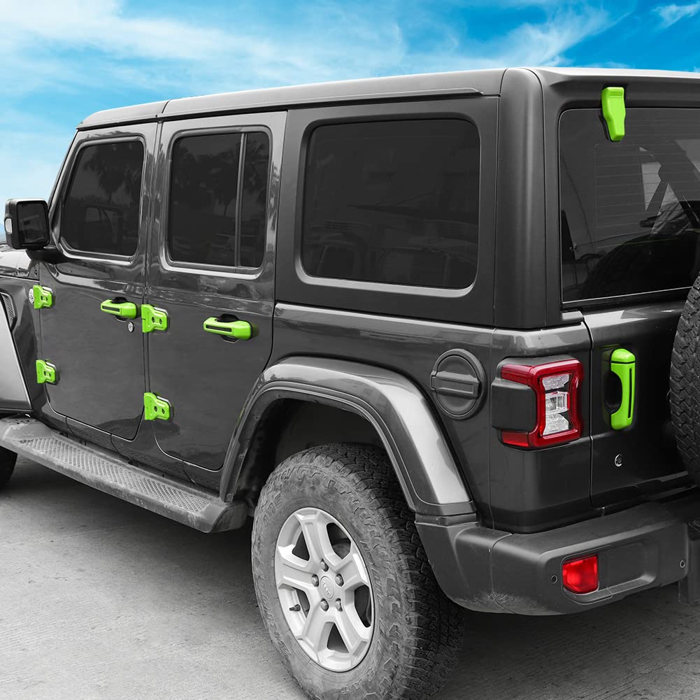 CheroCar 22PCS Exterior Accessories Kit for 2018-2022 Jeep Wrangler JL & JLU - Hood Cover, Door Hinge Covers, AC Vents, Handle Covers (Light Green) | Off-Road Protection & Style Upgrade