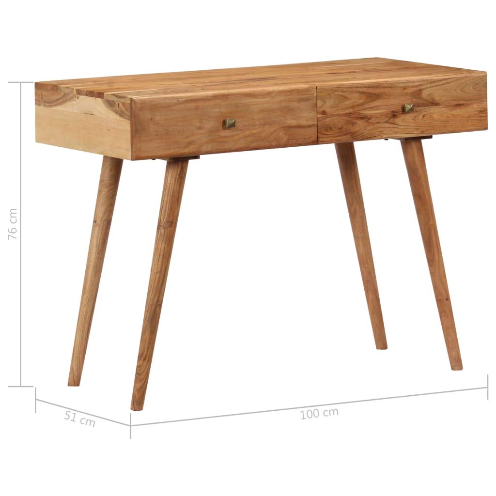 FAMIROSA 39.3x20x29.9 Inch Solid Acacia Wood Computer Desk for Home Office | Study Writing Workstation with Durable Wooden Surface | Perfect for Small Spaces, Apartments & Dorm Rooms