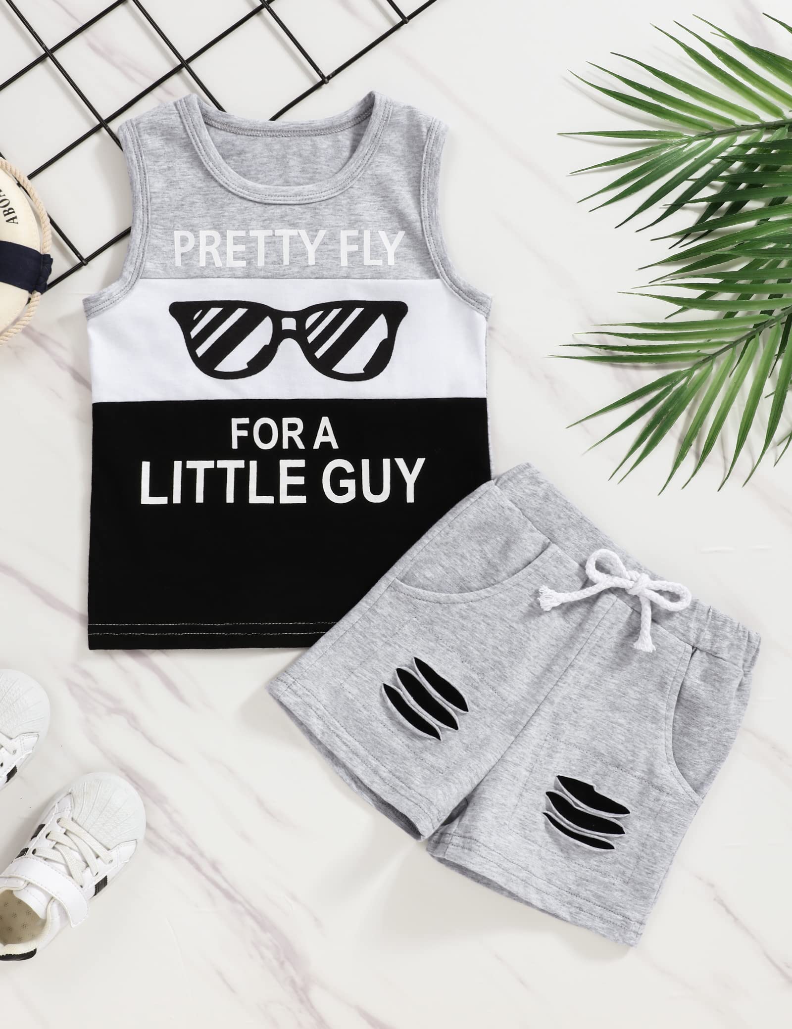 Stylish Toddler Baby Boy Clothes Set - Sleeveless Striped Top & Shorts Outfit for Summer | Perfect for Playdates, Beach Trips & Outdoor Adventures