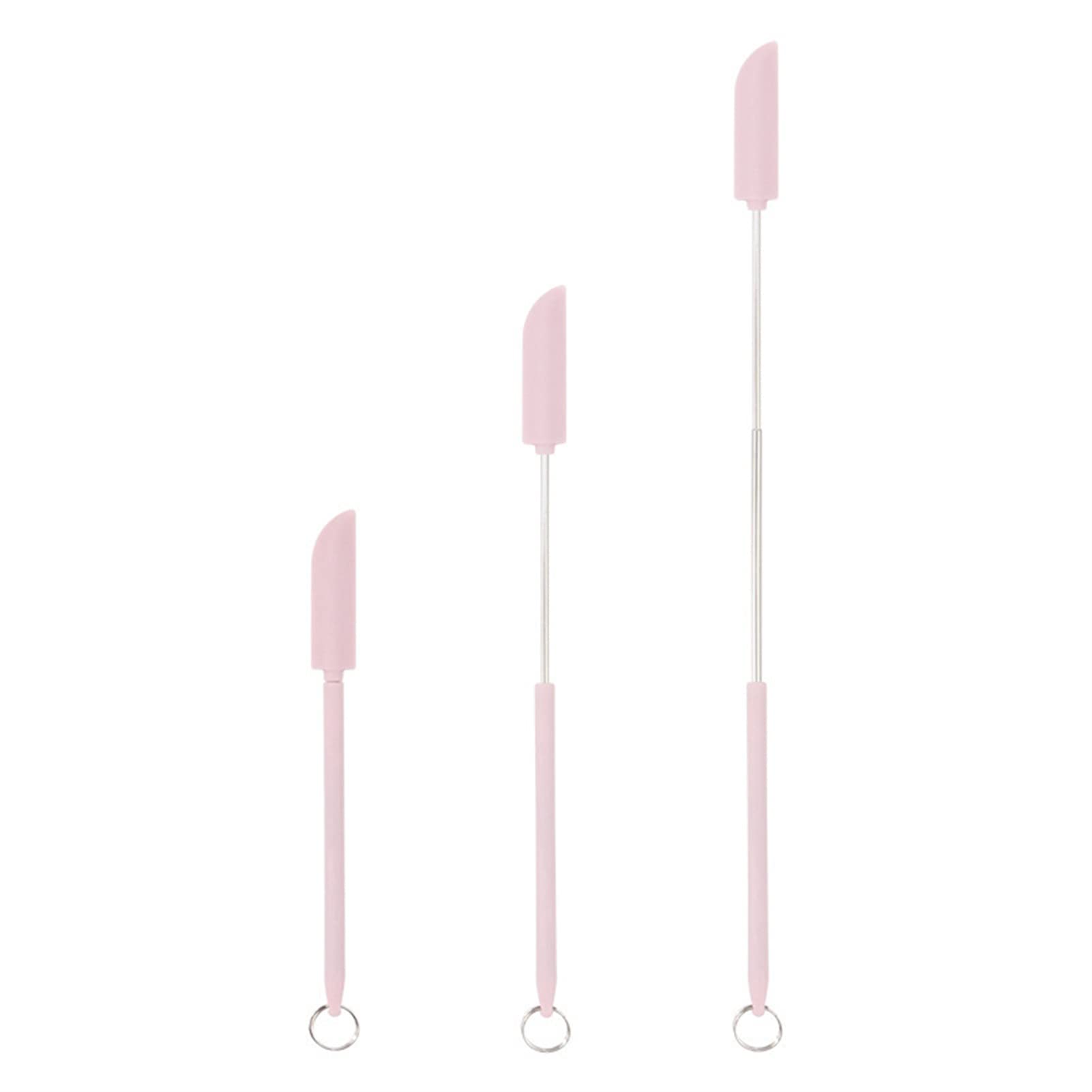 2-Pack Double Head Silicone Spatula Set - Mini Telescopic Spatula & Scoop Spoon with Hanging Hook - Perfect for Kitchen Cooking, Makeup Application & Household Use (Pink)