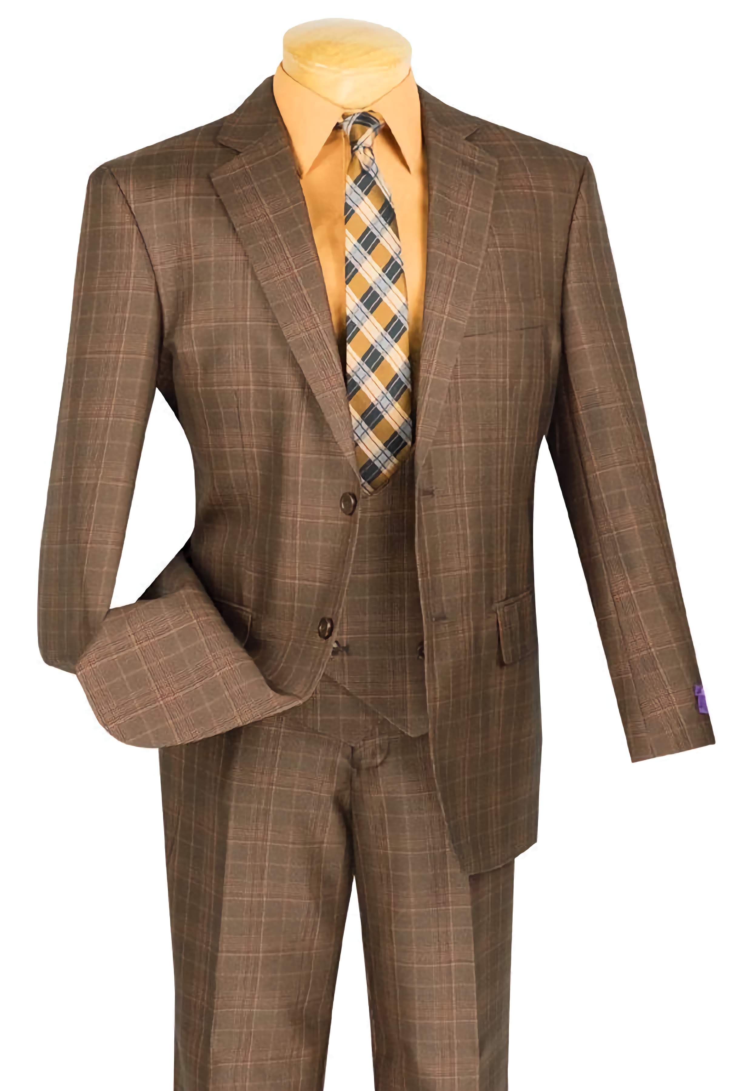 Men's Regular Fit 3-Piece Suit in Chestnut Brown - Perfect for Weddings, Business Meetings & Formal Events