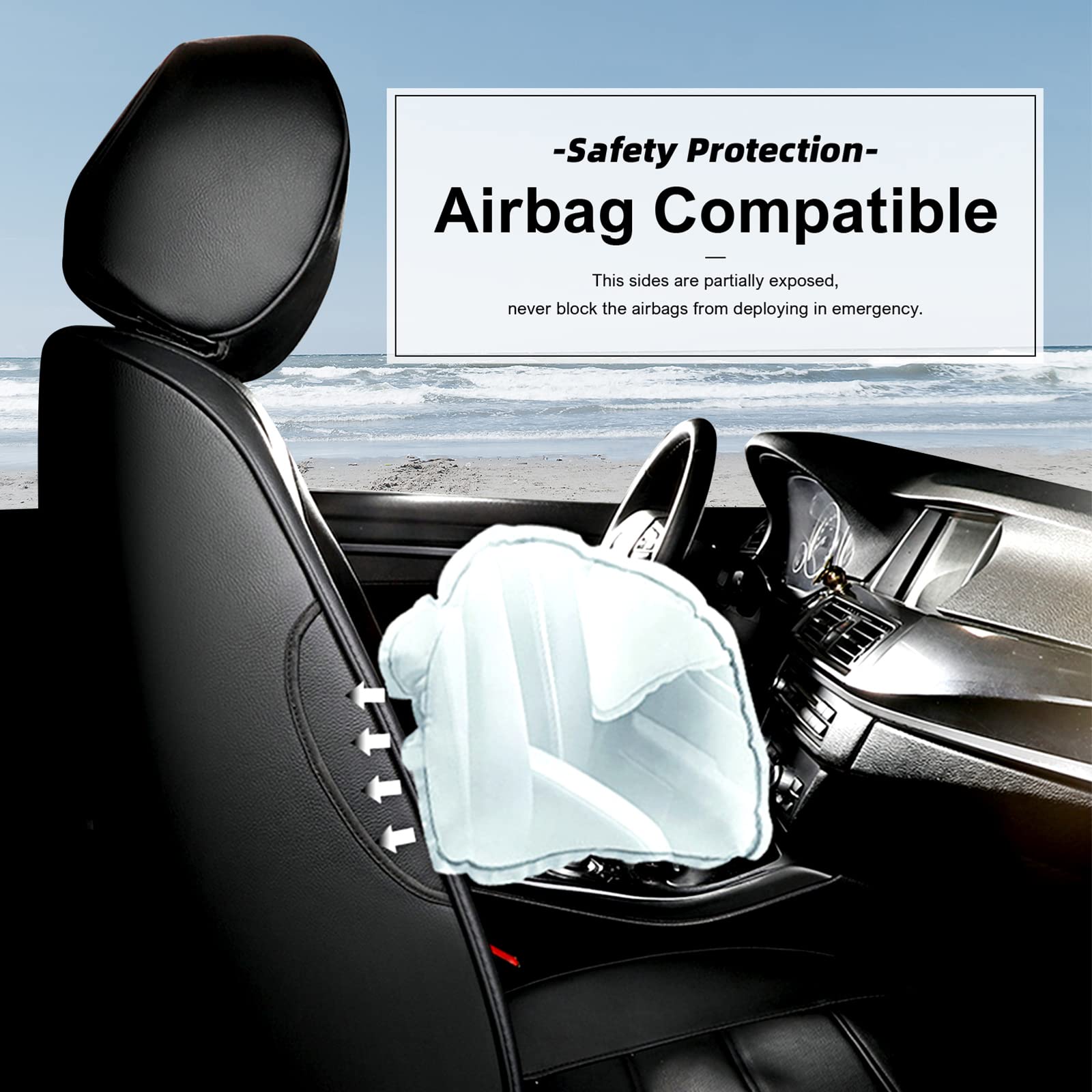 Premium Dodge Challenger Car Seat Covers Full Set (2015-2023) - Custom Fit Seat Protectors in Black | Waterproof & Anti-Slip Design for Enhanced Comfort & Style | Perfect for Road Trips, Daily Commutes & Car Shows