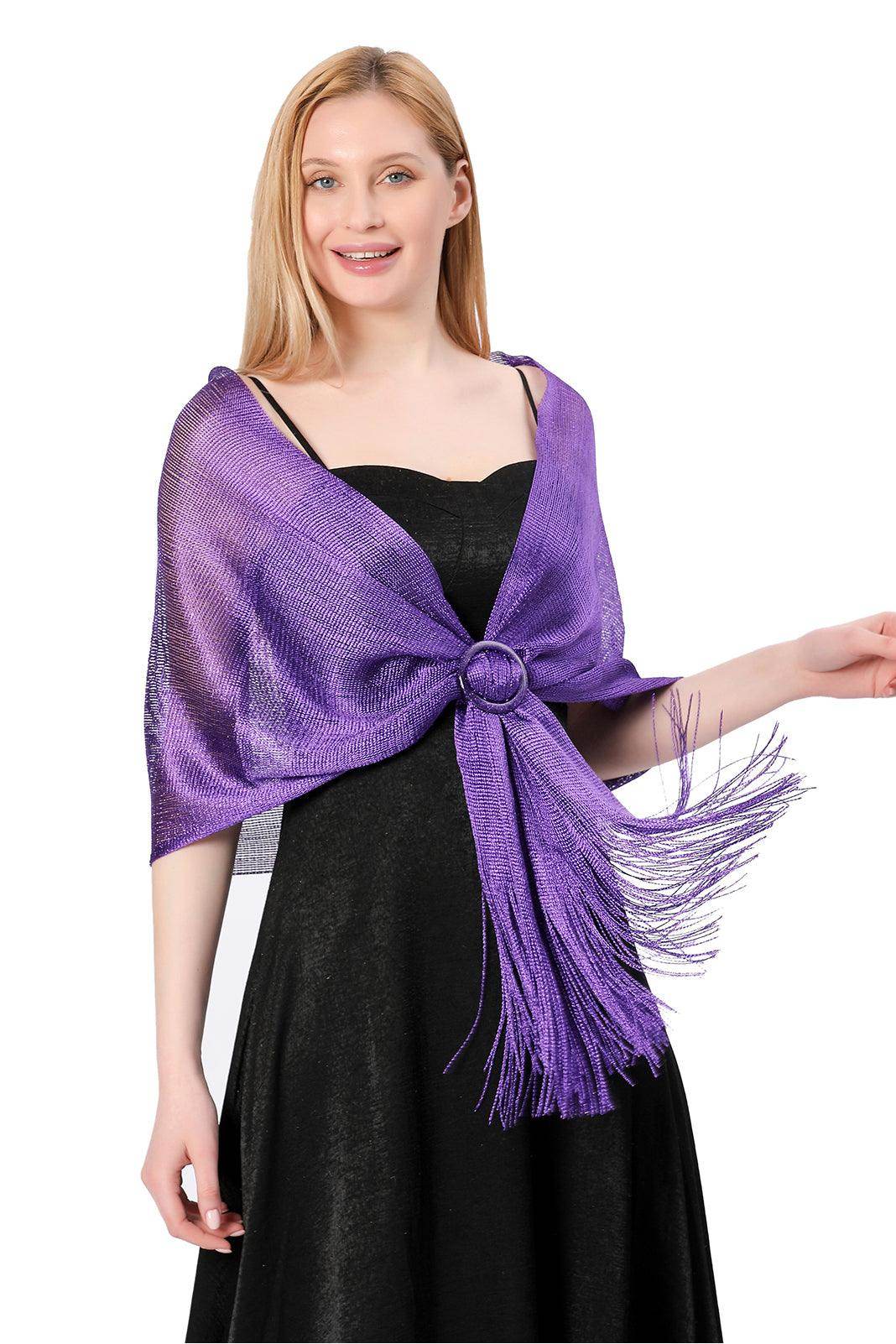 Elegant Polyester Shawl with Tassels and Clasp - Soft Womens Wrap Scarf for Evening Parties, Weddings & Fall Fashion Accessories CJ0103