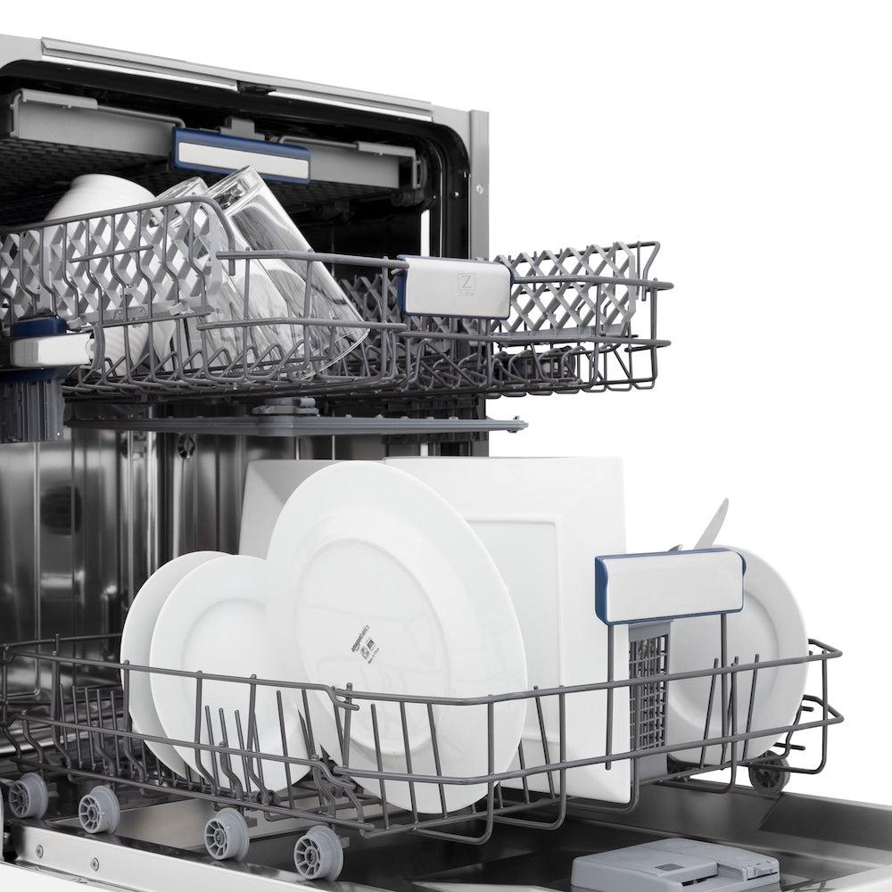 ZLINE 24 Inch Tallac Series 3rd Rack Tall Tub Dishwasher - Custom Panel Ready, Stainless Steel Tub, 51dBa (DWV 24) - Perfect for Modern Kitchens & Open-Concept Homes