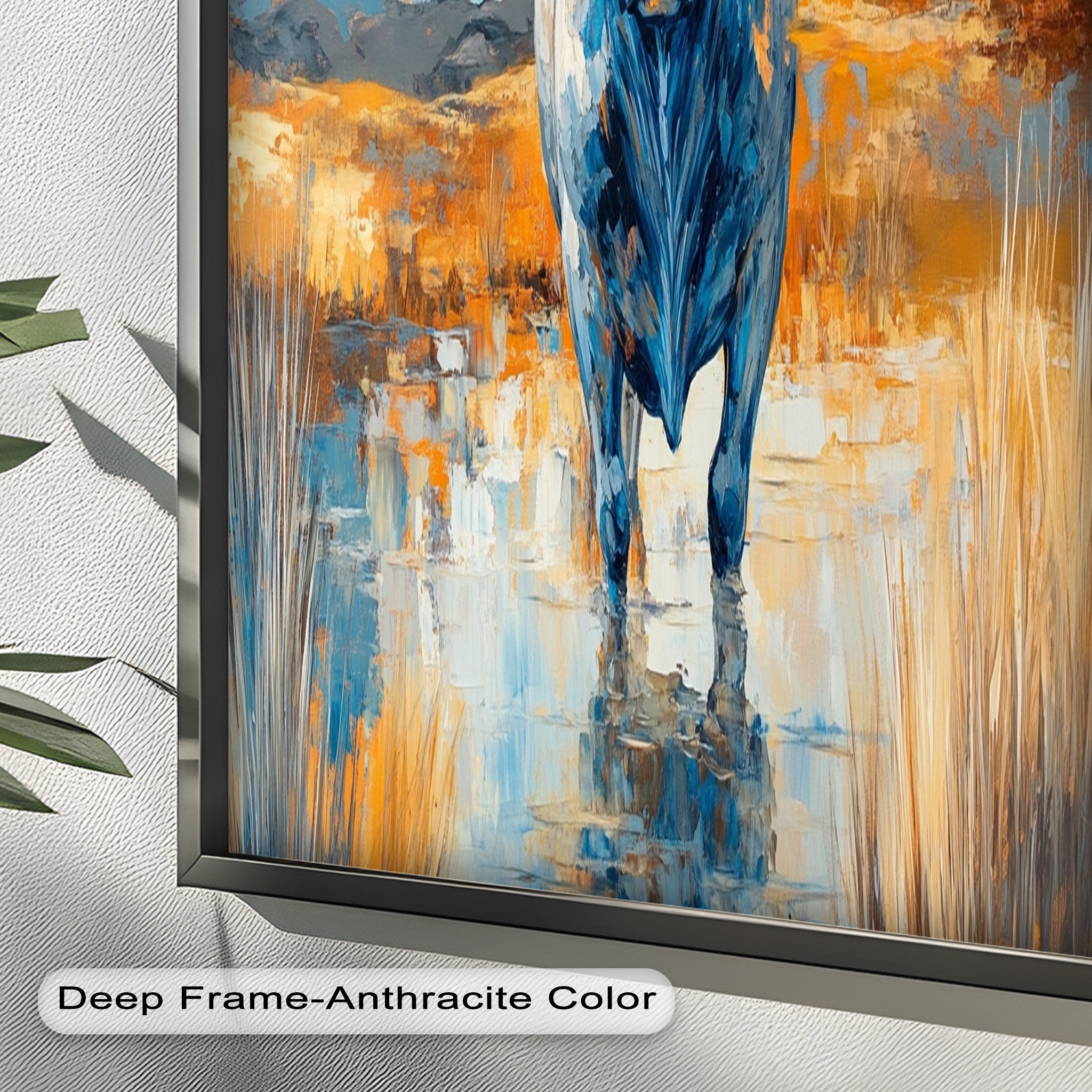 Blue Desert Bull - Hand Painted Animal Oil Canvas Artwork | Western Wildlife Decor for Living Room, Bedroom & Office