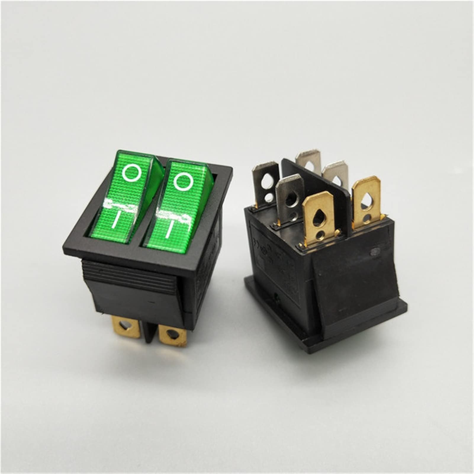 KCD8 6-Pin Rocker Switch 16A 250V / 20A 125V Waterproof ON-Off Double Light Power Switch for Boats, RVs, Marine & Industrial Equipment (Color: G-2d6p) - Durable Electrical Component for Harsh Environments
