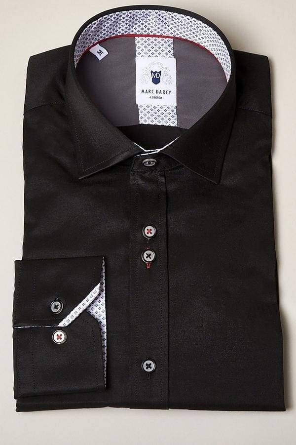 Marc Darcy Alfie Black Long Sleeve Button Down Shirt for Men - Stylish Office & Casual Wear - Perfect for Business Meetings, Dates & Everyday Outfits