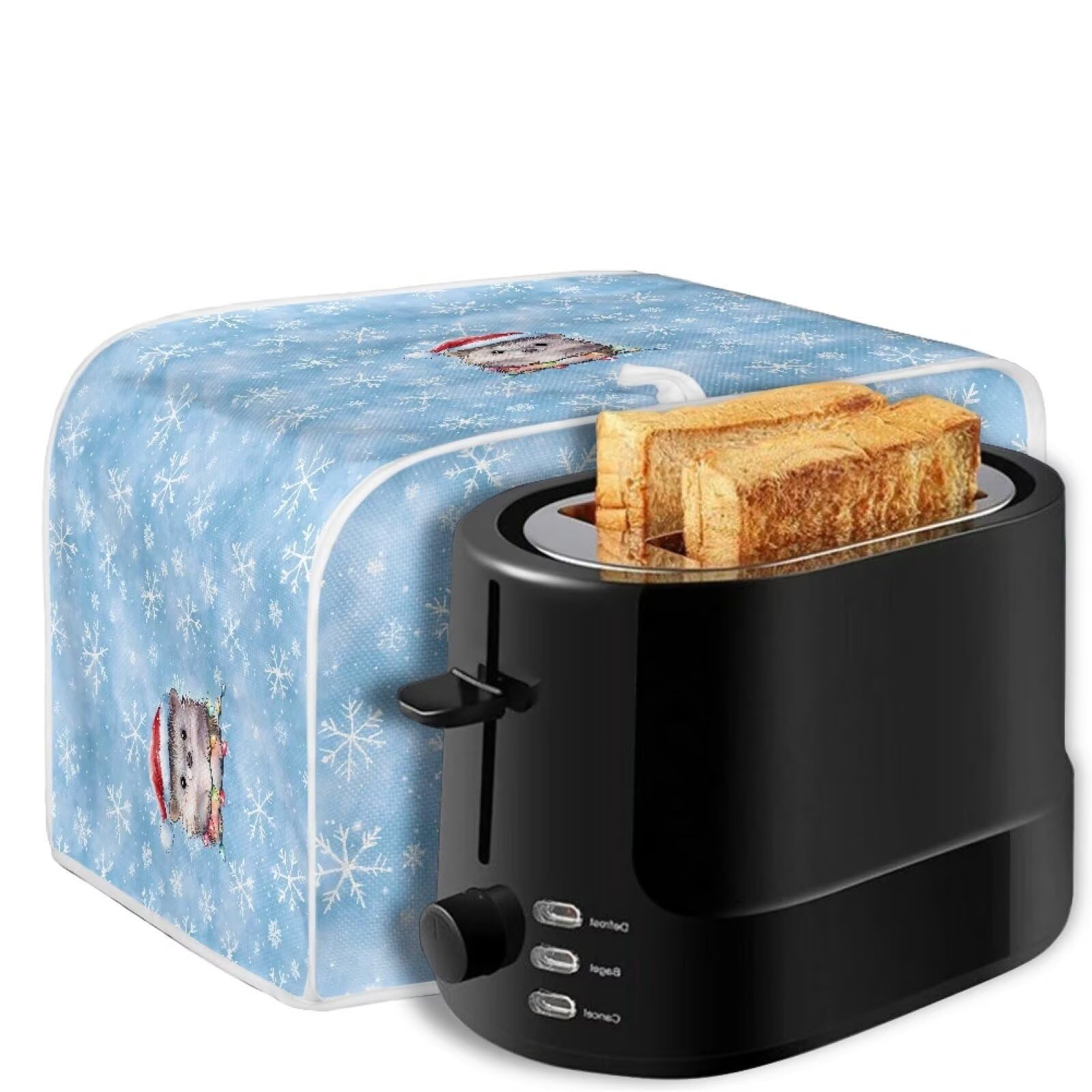 Xoenoiee Hedgehog Snowflake Blue Pattern Toaster Cover for 2 Slice Toasters - Dust Proof Kitchen Appliance Protector - Christmas Kitchen Decor - Perfect for Holiday Baking and Breakfast Protection