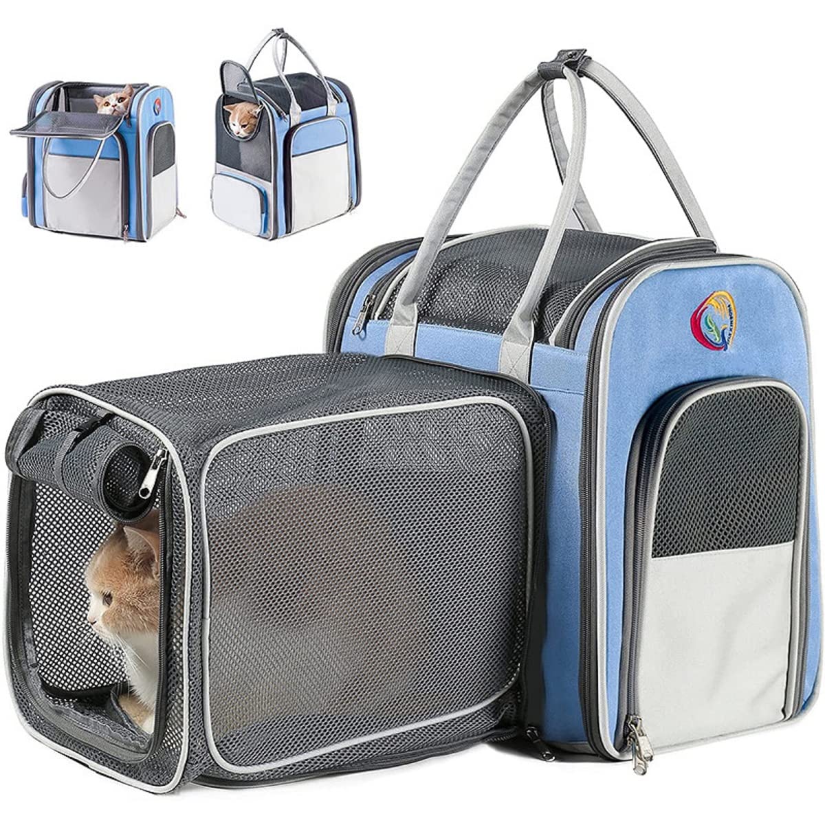 Expandable Cat & Dog Carrier Backpack - Portable Collapsible Pet Travel Bag for Medium Pets | Perfect for Air Travel, Hiking & Outdoor Adventures