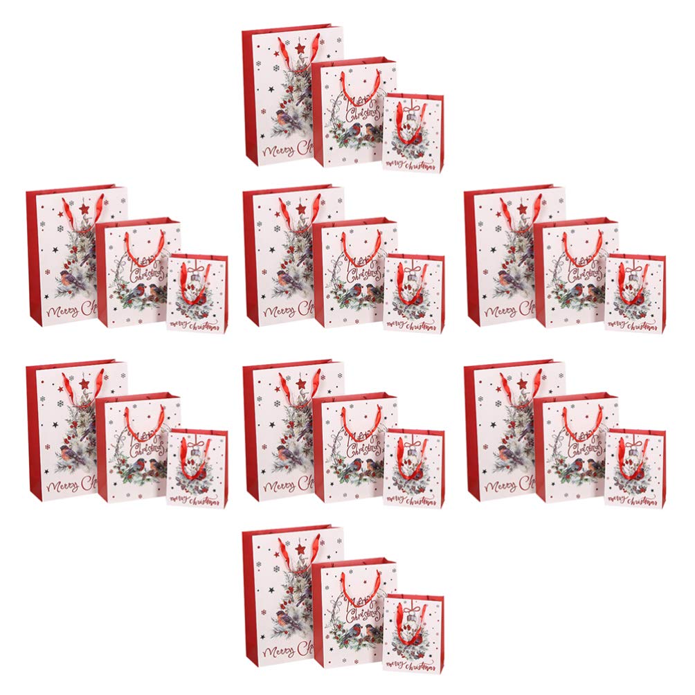 DOITOOL 24pcs Christmas Paper Gift Bags - Holiday Party Favor Bags for Candy, Presents & Goodies | Xmas Eve, New Year Celebrations & Retail Shopping | Perfect for Festive Gatherings, Gift Exchanges & Holiday Decorations