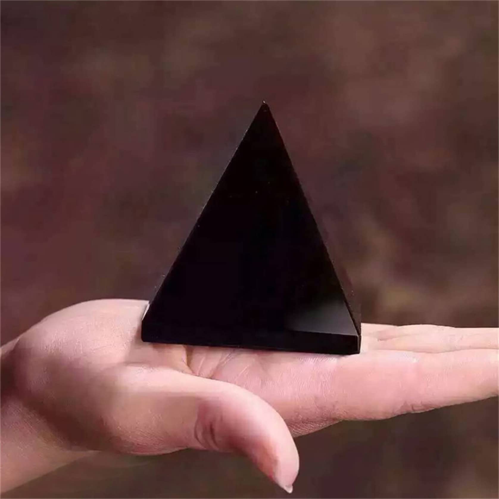 Natural Crystal Obsidian Pyramid Decor - Egyptian Style Home Ornament for Living Room, Meditation Space & Feng Shui Gifts | Healing Stone Display & Spiritual Decor