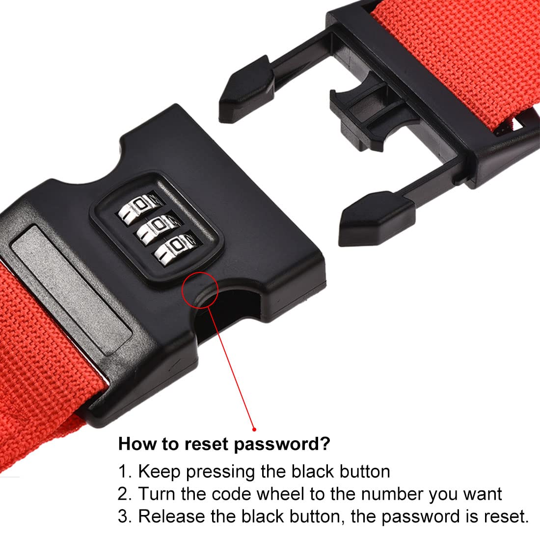 uxcell Adjustable Luggage Straps with Buckle & Combination Lock - Secure Suitcase Belts for Travel Packing Accessories | Perfect for Airports, Train Trips & Vacation Packing Organization