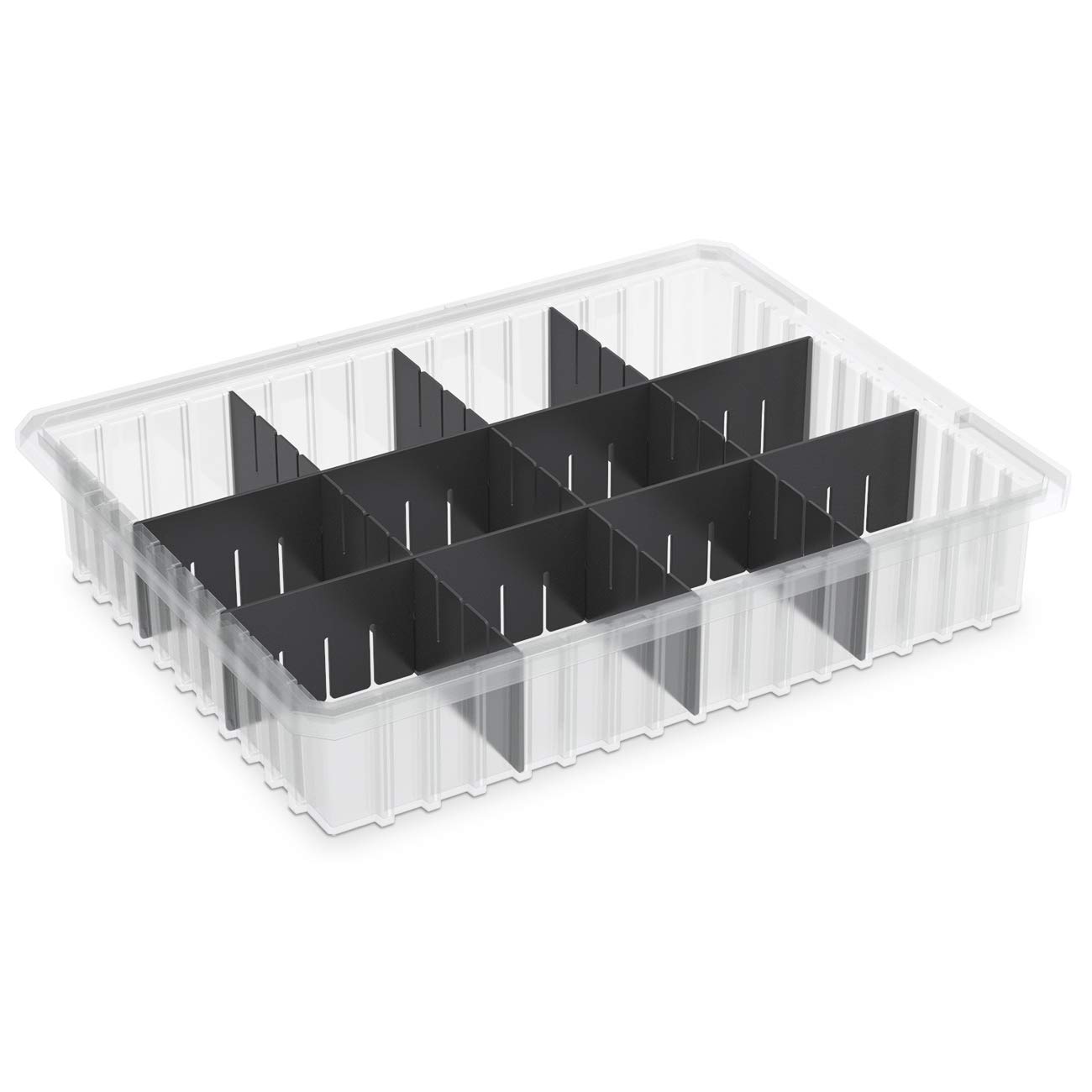 Akro-Mils 33224 Stackable Plastic Storage Bins - 6 Pack Blue Modular Organizer Boxes with Dividers (22.4
