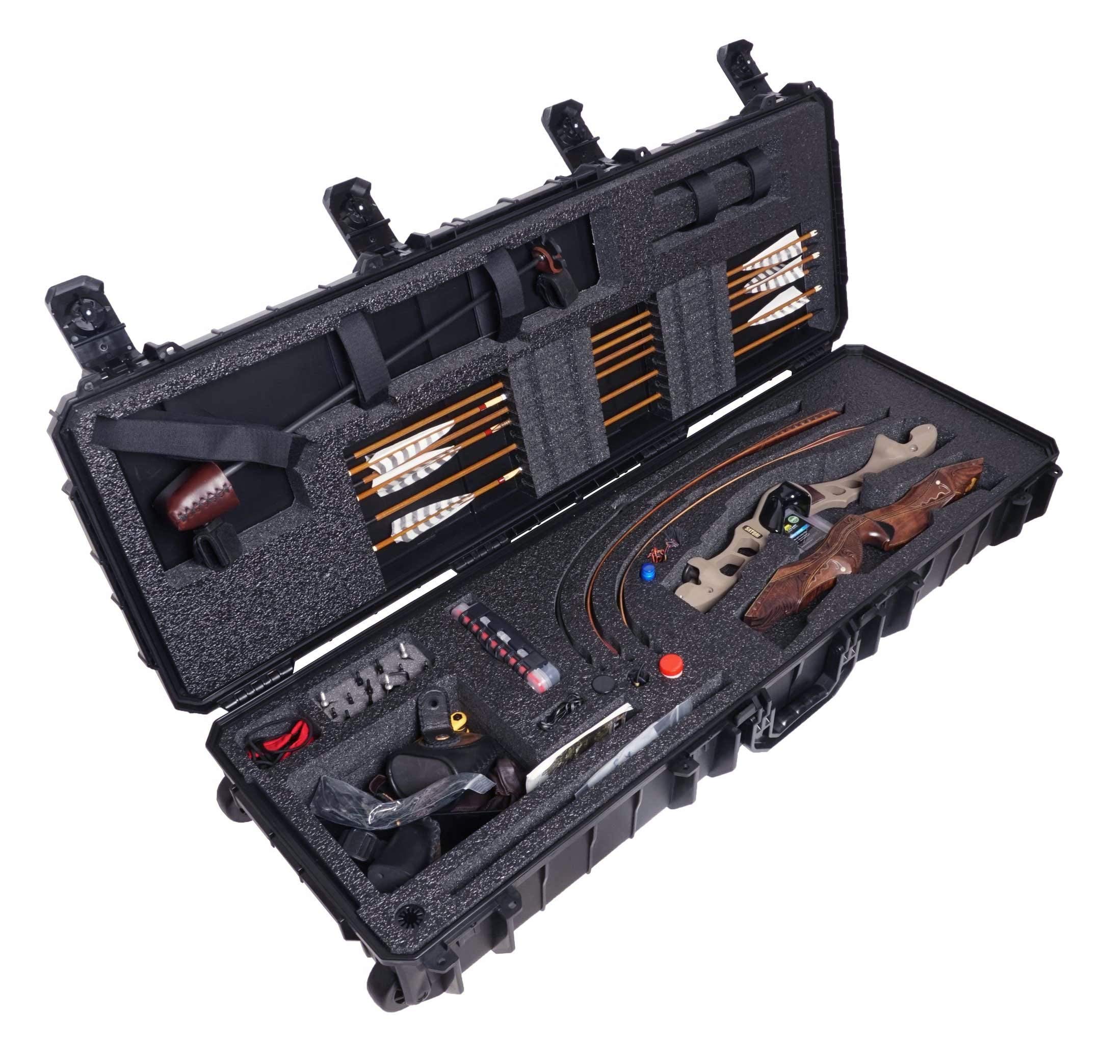 Waterproof Recurve Bow Case with 2 Accessory Boxes – Durable Protection for Archery Equipment – Perfect for Outdoor Hunting & Target Practice