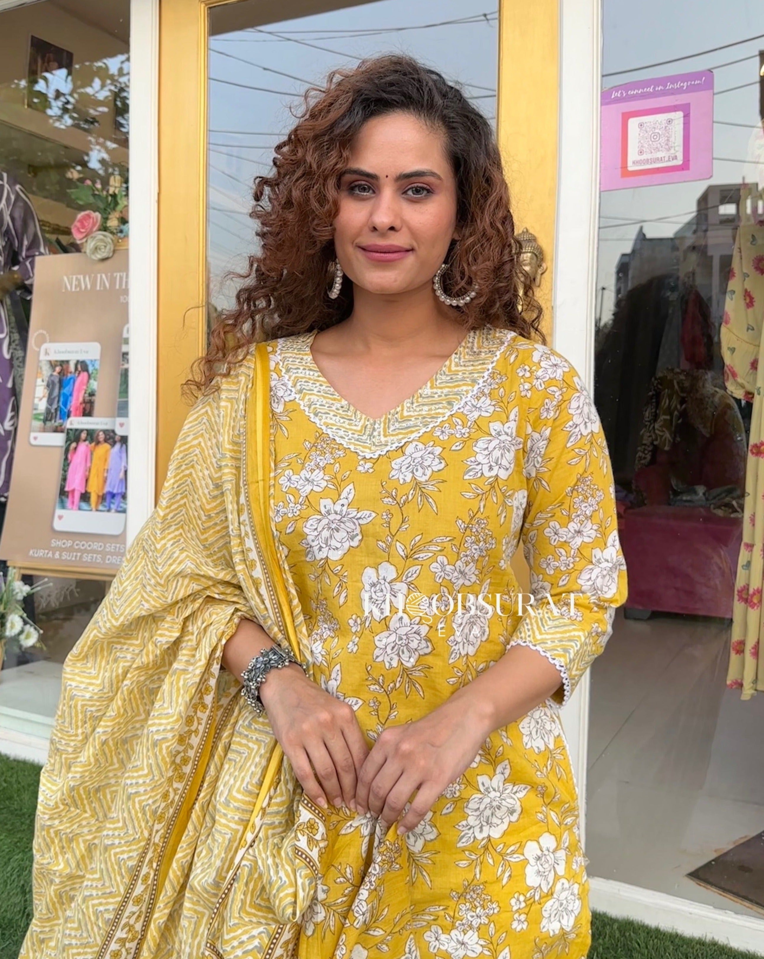 Stylish Yellow Kurti with Afghani Pants & Dupatta Set - Traditional Indian Ethnic Outfit for Women | Perfect for Festivals, Weddings & Cultural Events