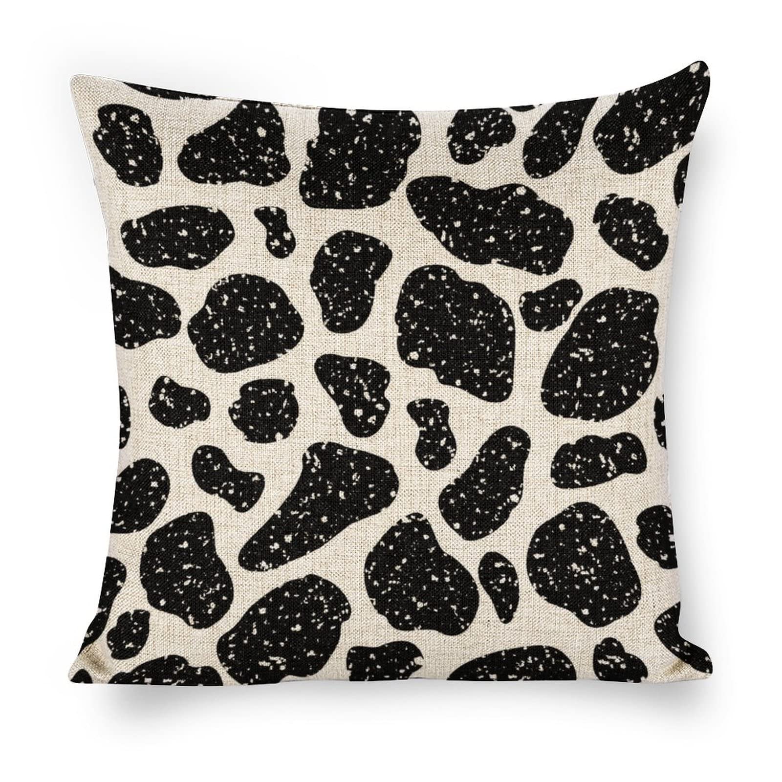WoBnay Abstract Cow Spots Farmhouse Pillow Covers - 18x18 Inch Cotton Linen Square Cushion Covers for Sofa, Bed & Home Decor - Perfect for Farmhouse, Boho & Rustic Living Room Style
