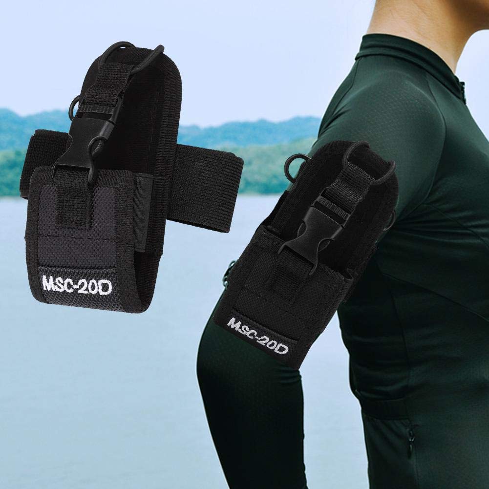 ASHATA Universal Two-Way Radio Arm Bag - Lightweight Nylon Anti-Wear Portable Walkie Talkie Holder with Adjustable Armband - Perfect for Outdoor Activities, Construction Sites, Security Work and Emergency Communication