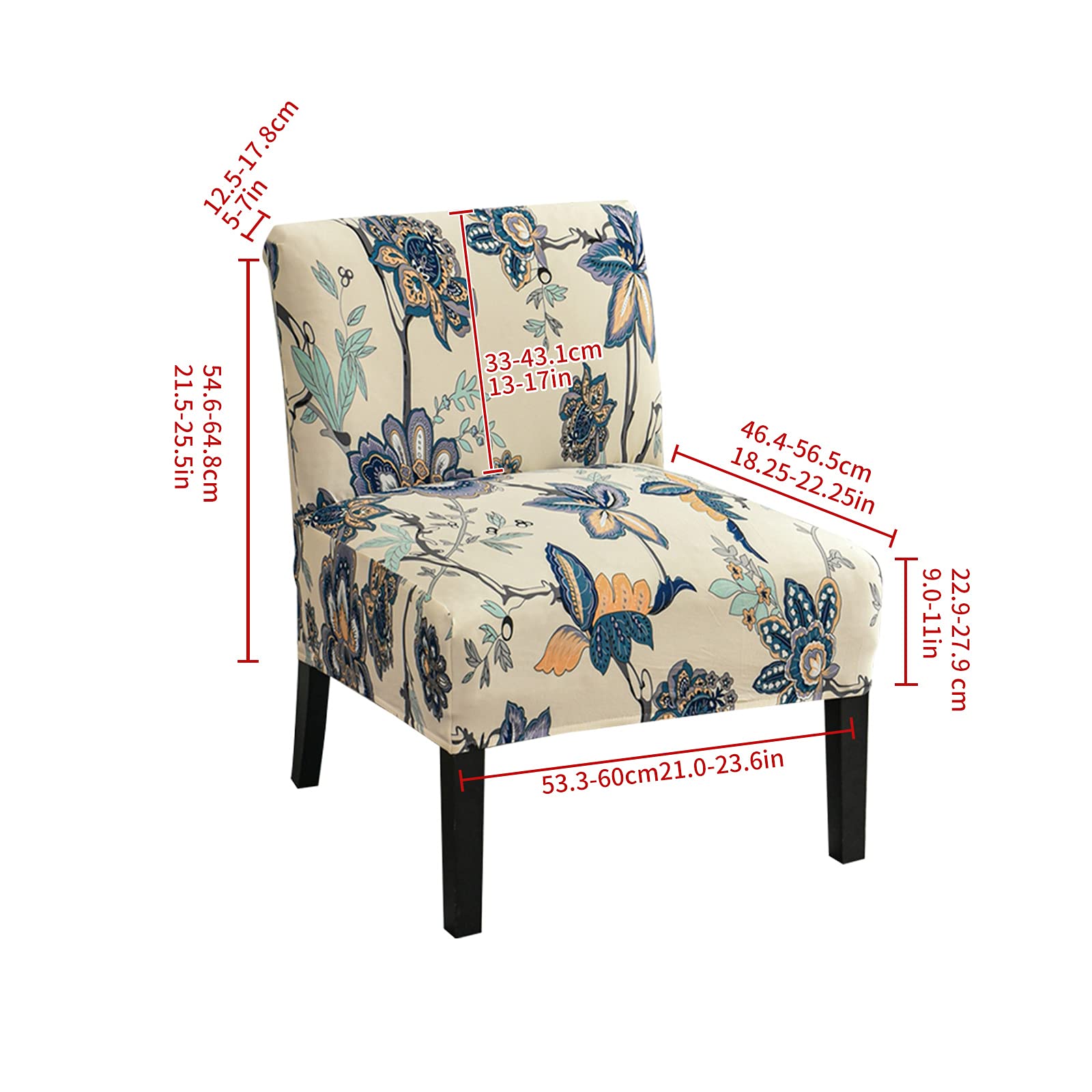 Eco-Friendly Removable Washable Armless Chair Slipcover - Printed Accent Furniture Protector Cover for Living Room, Dining Room & Hotel Use - Perfect for Home Decor and Guest Seating