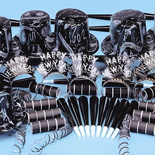 Premium Ebony and Silver Party Supplies Set - 100-Piece New Year Celebration Kit for Decorations, Events & Festive Gatherings