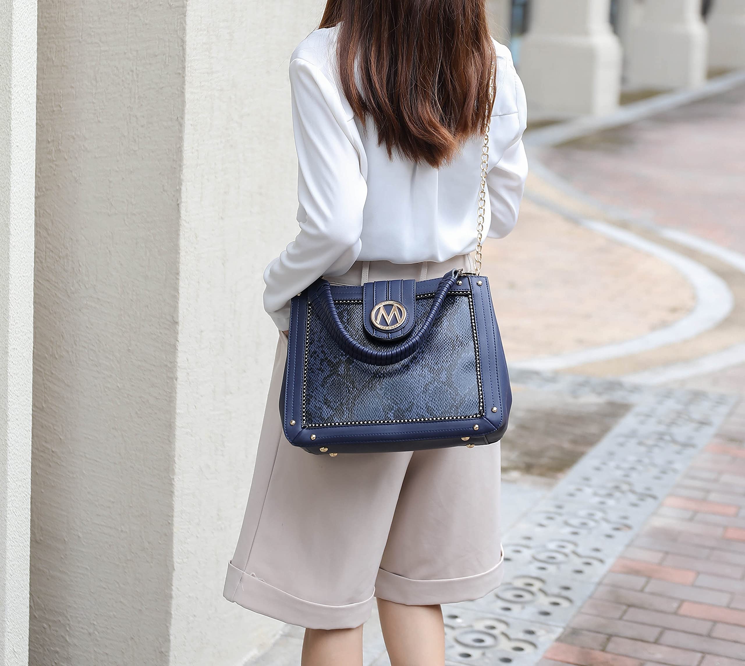 MKF Collection Vegan Leather Crossbody Bag for Women - Stylish Top Handle Shoulder Purse & Satchel Handbag by Mia K | Perfect for Work, Travel & Everyday Use