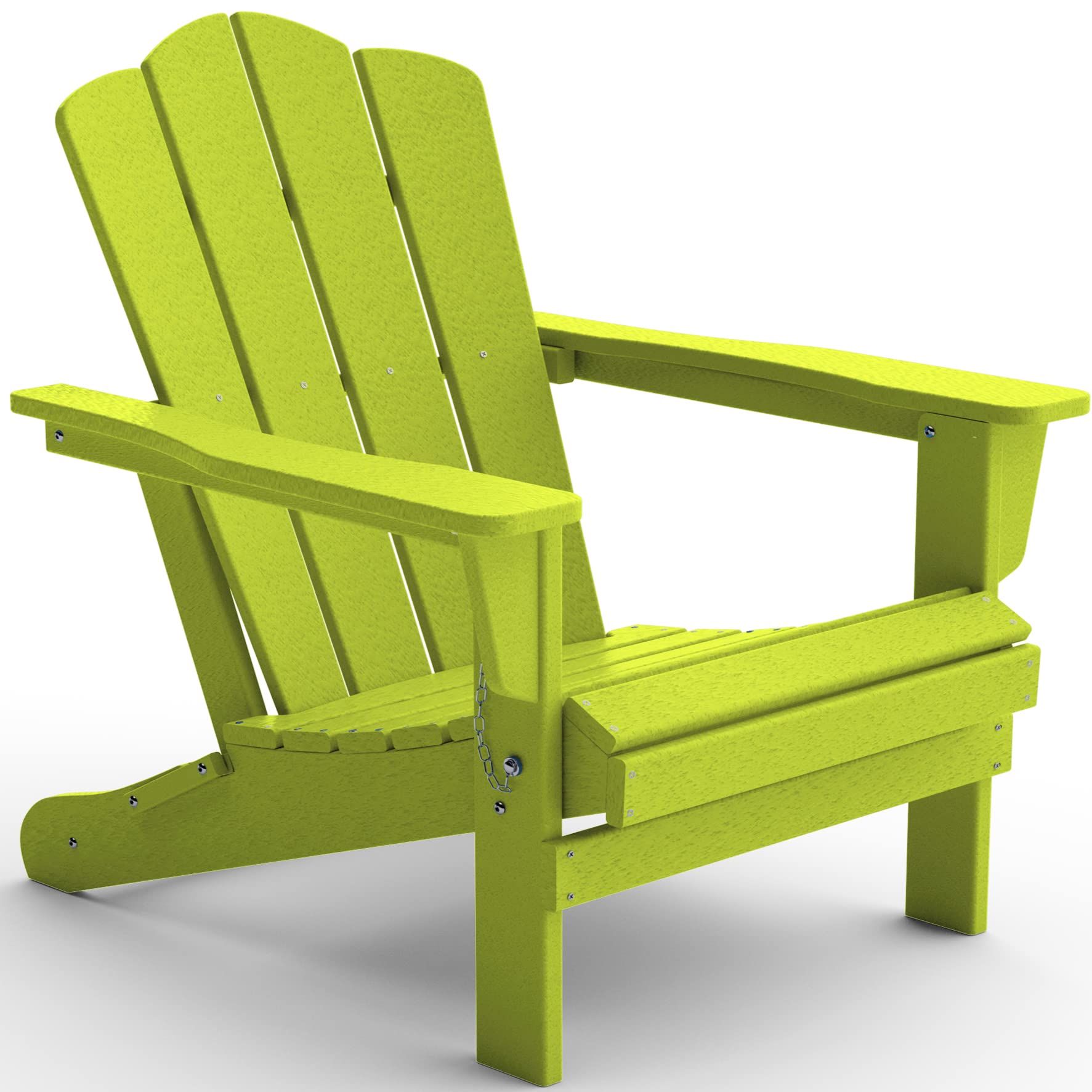 KINGYES Folding Adirondack Chair - Heavy Duty HDPE All-Weather Outdoor Lounge Chair with Cup Holder, Lightweight & Portable for Patio, Garden, Poolside, Beach (Apple Green)