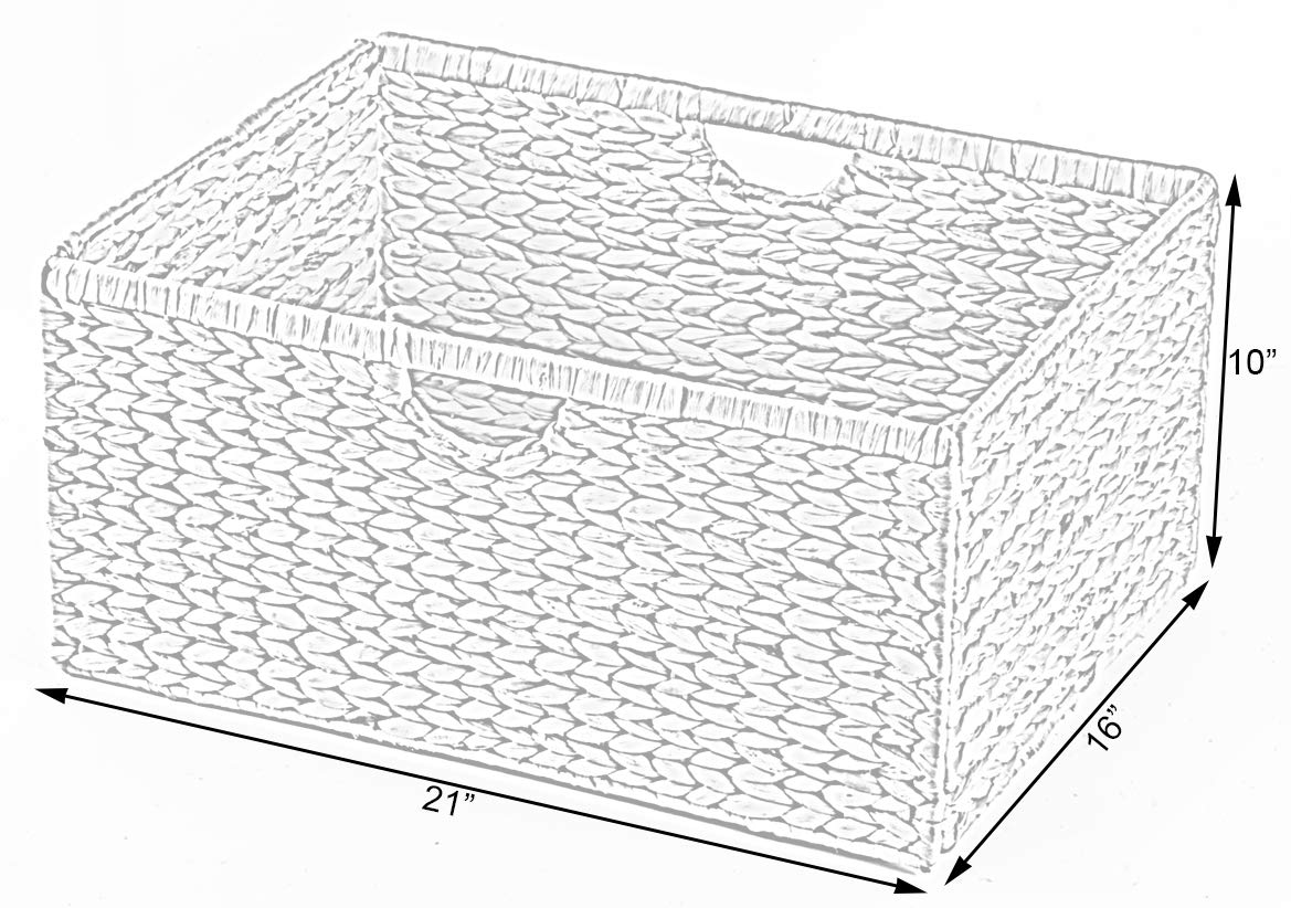 Vintiquewise Foldable Natural Water Hyacinth Storage Basket - Large Brown Woven Organizer Bin for Home, Office & Closet Organization